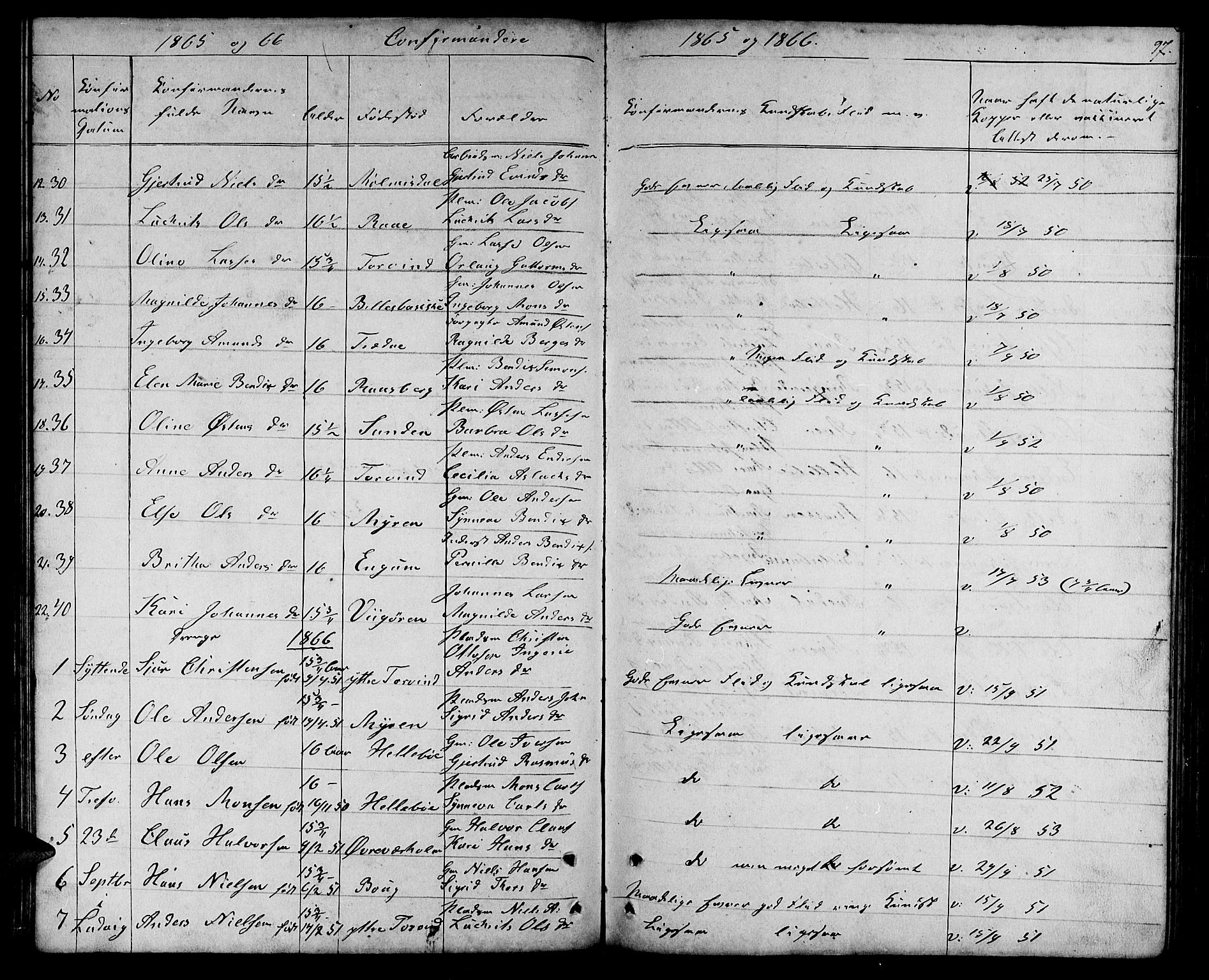 Lavik sokneprestembete, SAB/A-80901: Parish register (copy) no. A 1, 1854-1881, p. 97