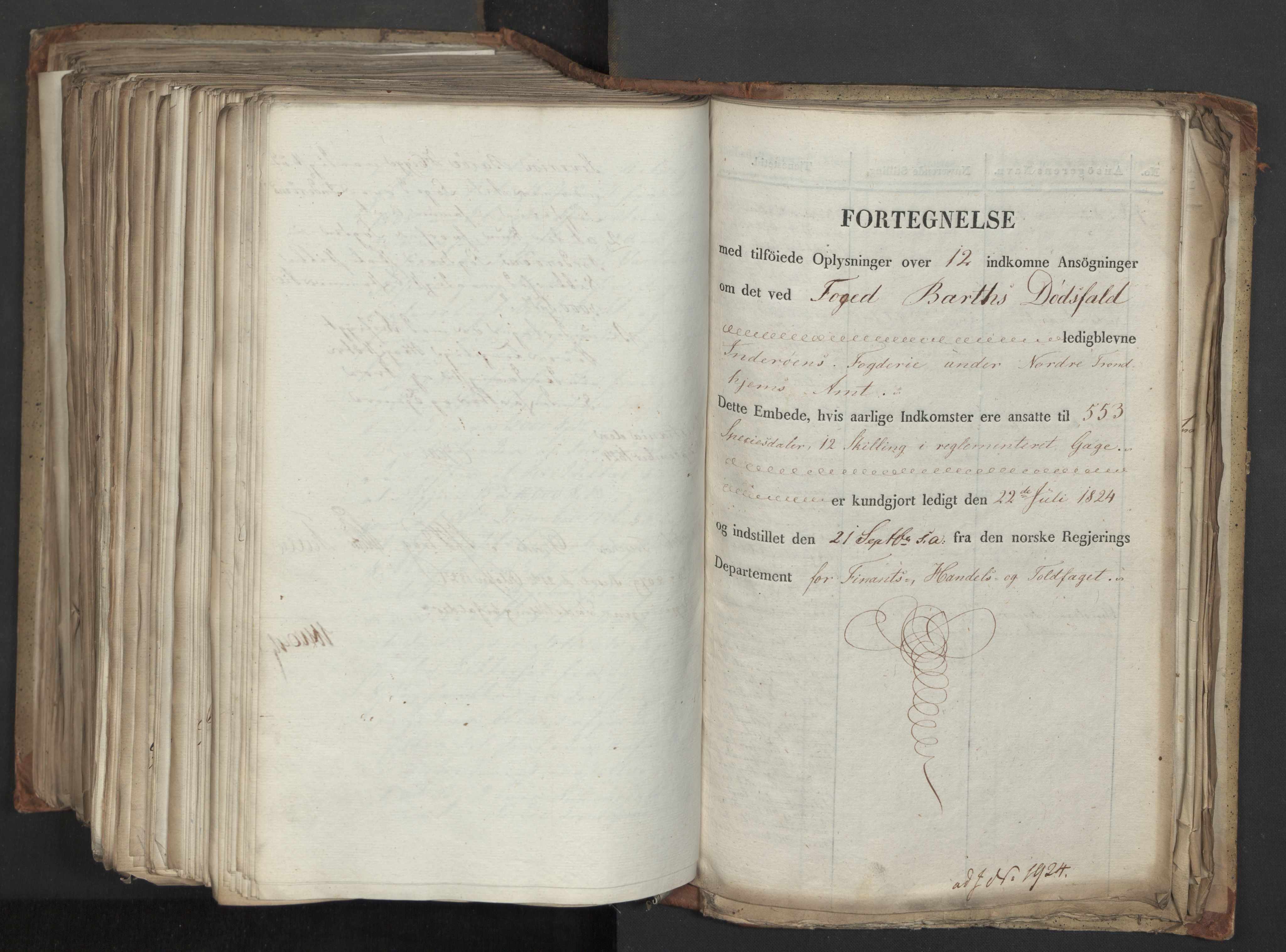 Statsrådsavdelingen i Stockholm, AV/RA-S-1003/D/Da/L0039: Regjeringsinnstillinger nr. 1661-1946, 1824, p. 698