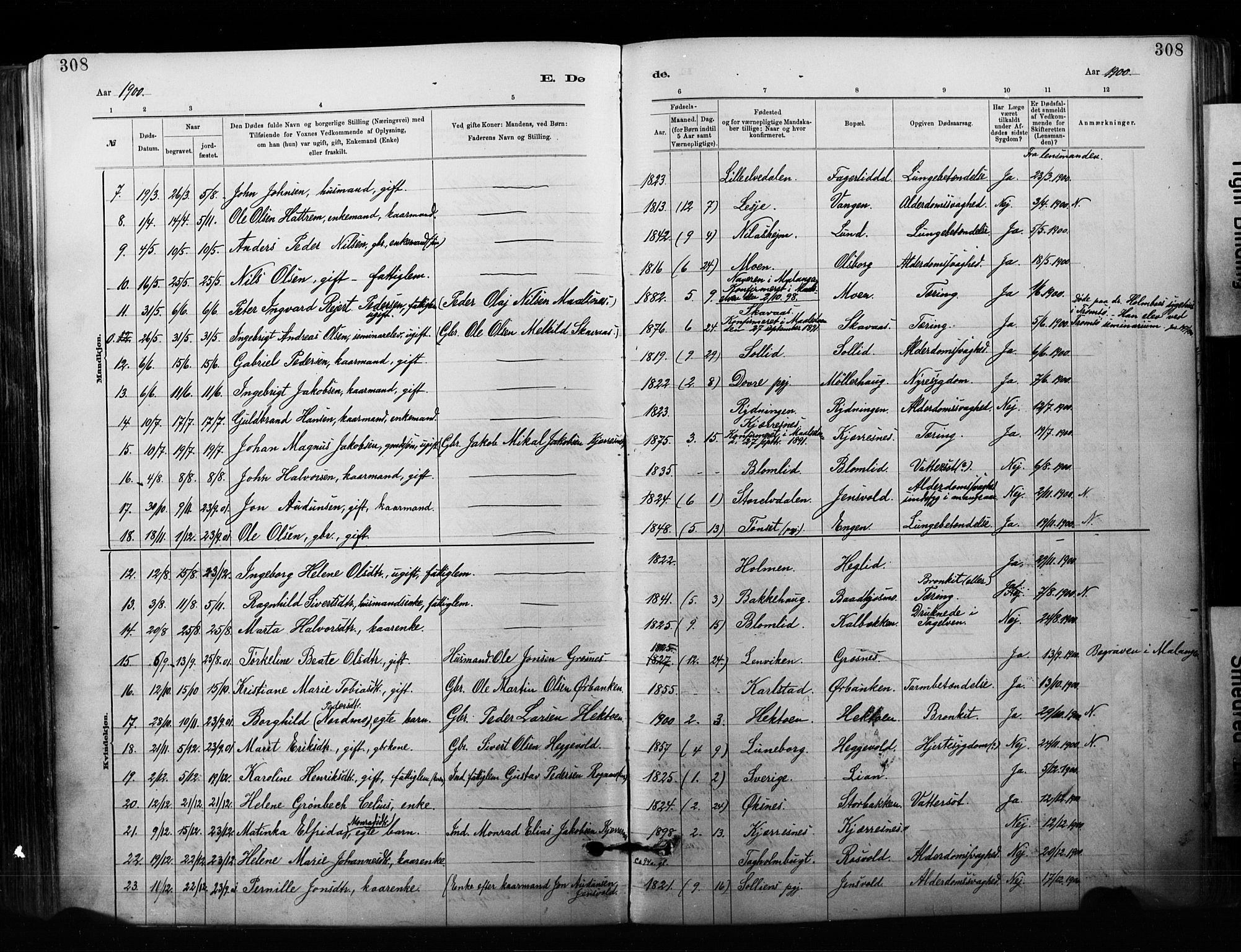 Målselv sokneprestembete, SATØ/S-1311/G/Ga/Gaa/L0007kirke: Parish register (official) no. 7, 1884-1903, p. 308