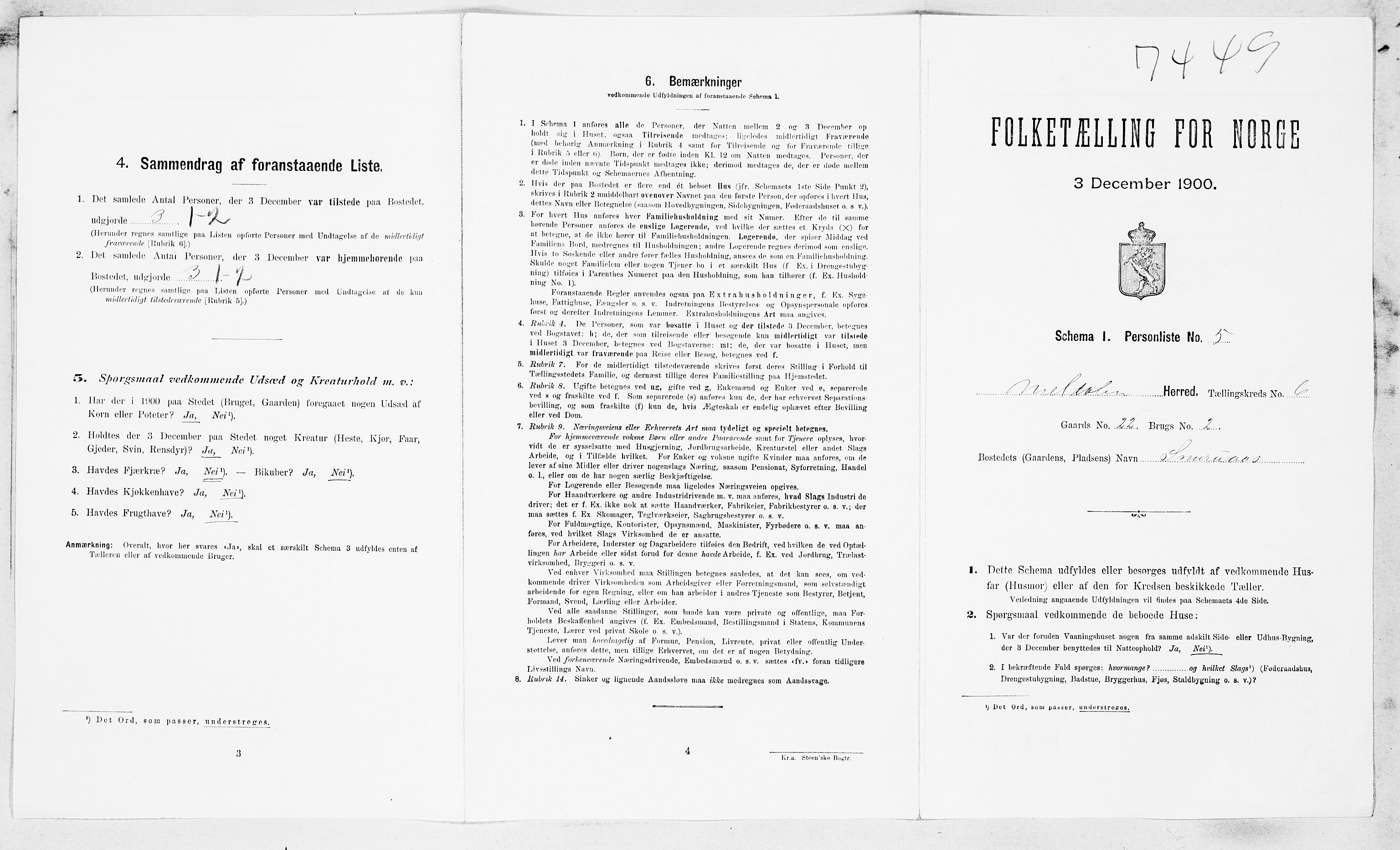 SAT, 1900 census for Meldal, 1900, p. 575