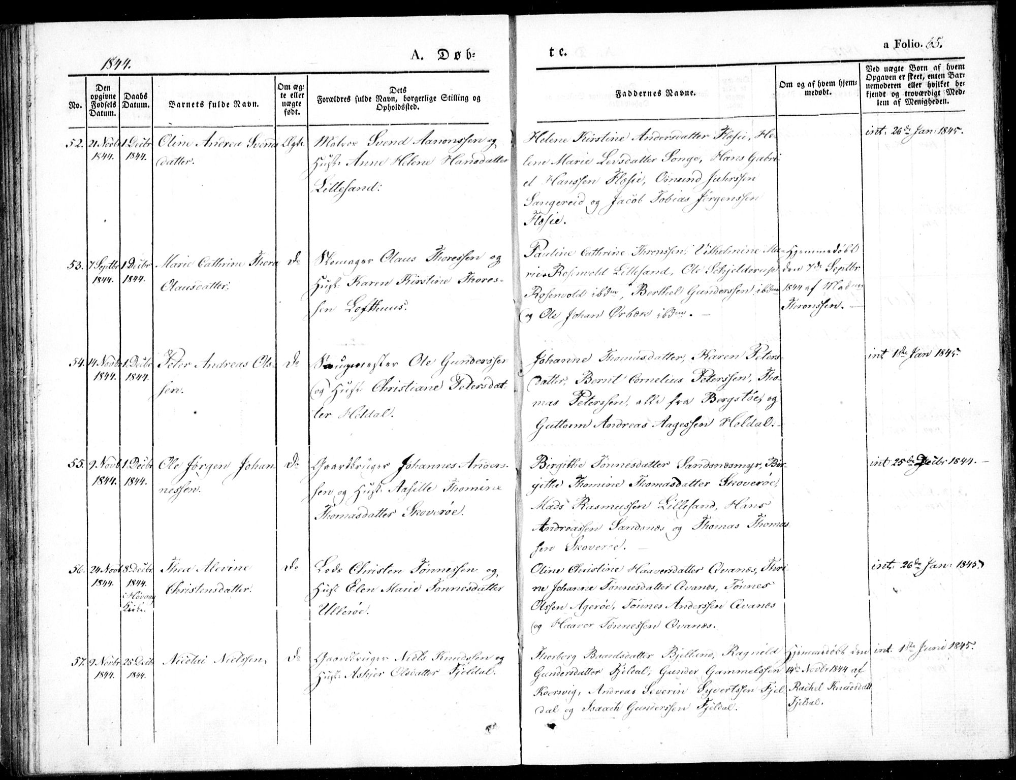 Vestre Moland sokneprestkontor, AV/SAK-1111-0046/F/Fb/Fbb/L0002: Parish register (copy) no. B 2, 1836-1851, p. 65