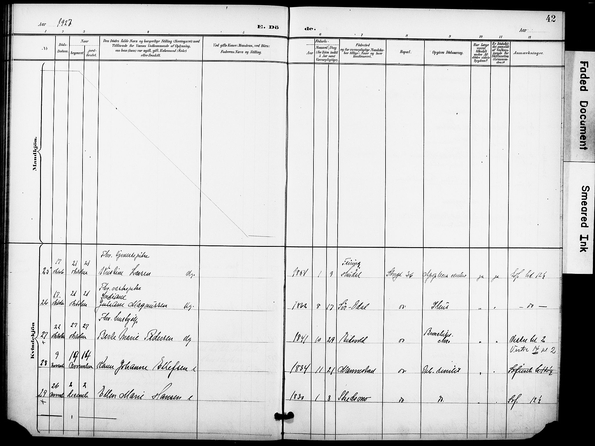 Krohgstøtten sykehusprest Kirkebøker, AV/SAO-A-10854/F/Fa/L0004: Parish register (official) no. 4, 1900-1935, p. 42