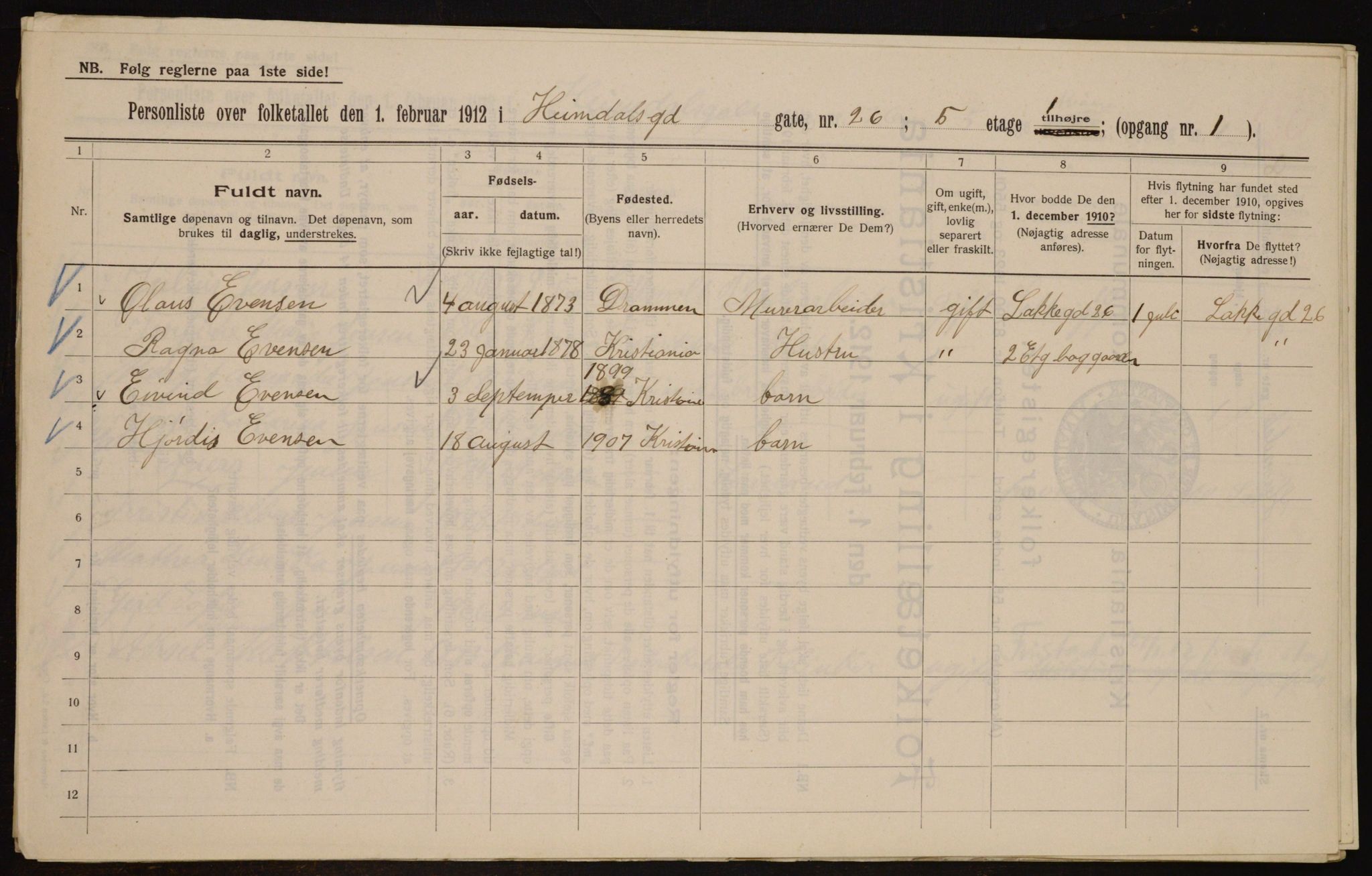 OBA, Municipal Census 1912 for Kristiania, 1912, p. 37222
