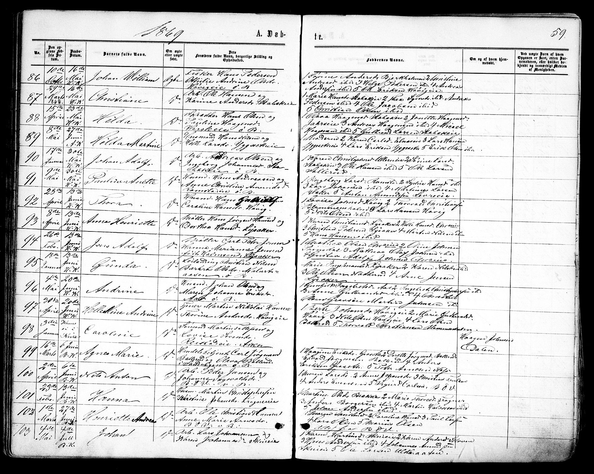 Asker prestekontor Kirkebøker, SAO/A-10256a/F/Fa/L0008: Parish register (official) no. I 8, 1865-1878, p. 59