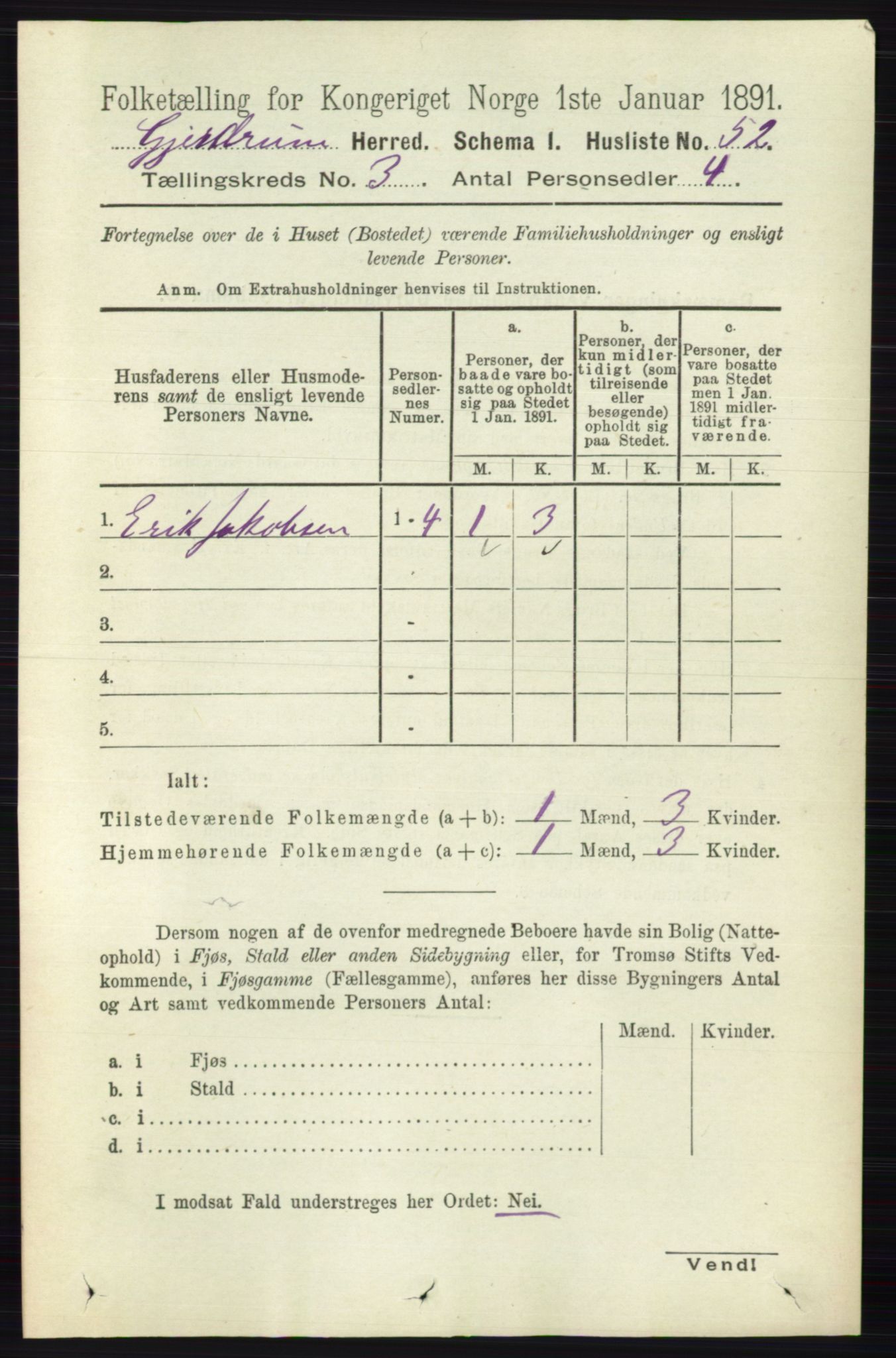 RA, 1891 census for 0234 Gjerdrum, 1891, p. 1211