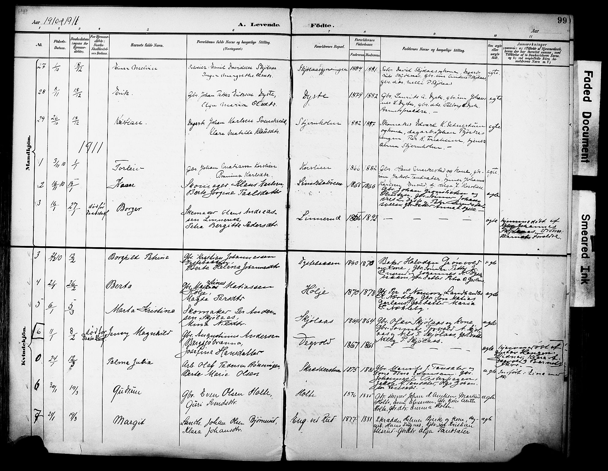 Vestre Toten prestekontor, SAH/PREST-108/H/Ha/Haa/L0013: Parish register (official) no. 13, 1895-1911, p. 99