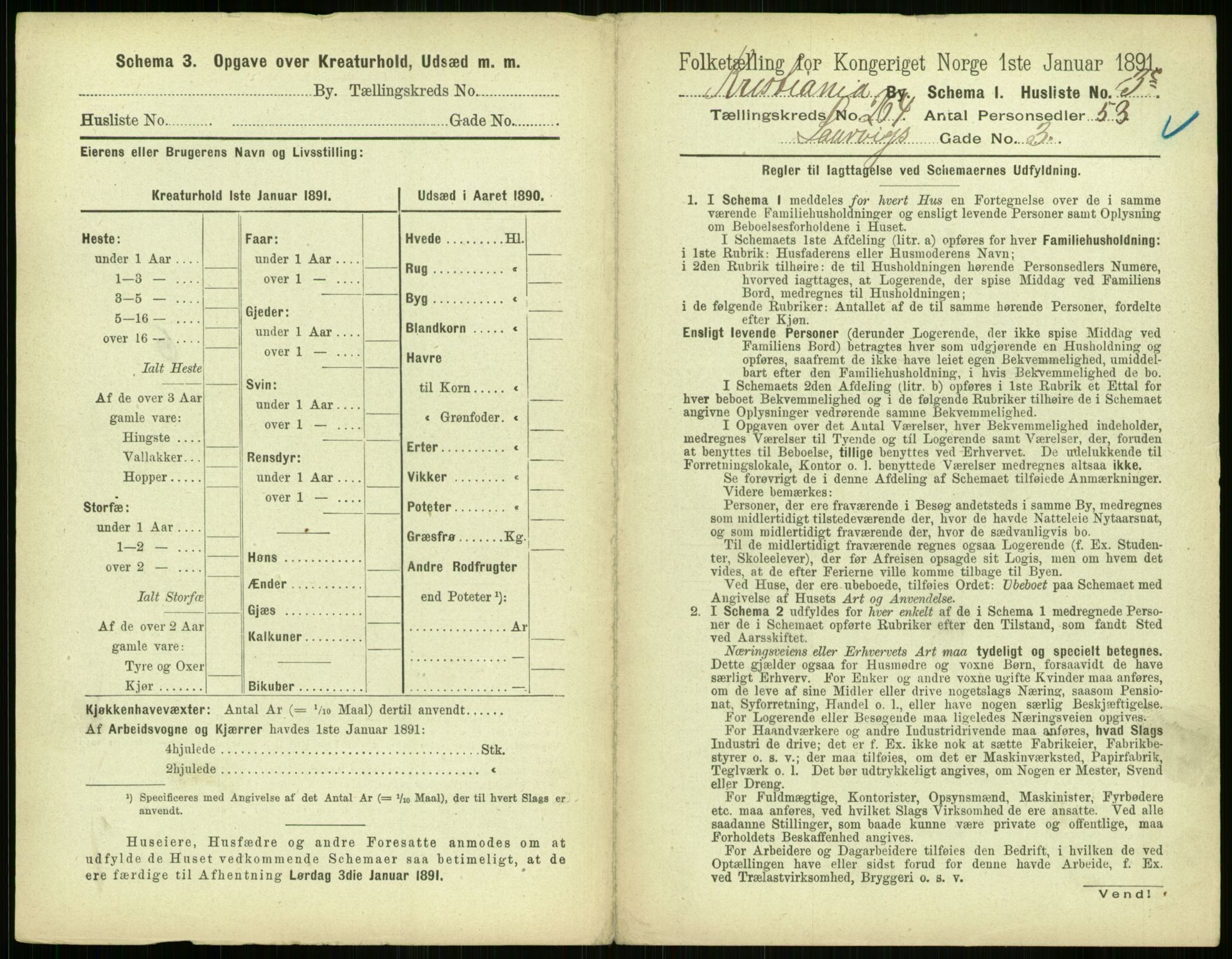 RA, 1891 census for 0301 Kristiania, 1891, p. 160285