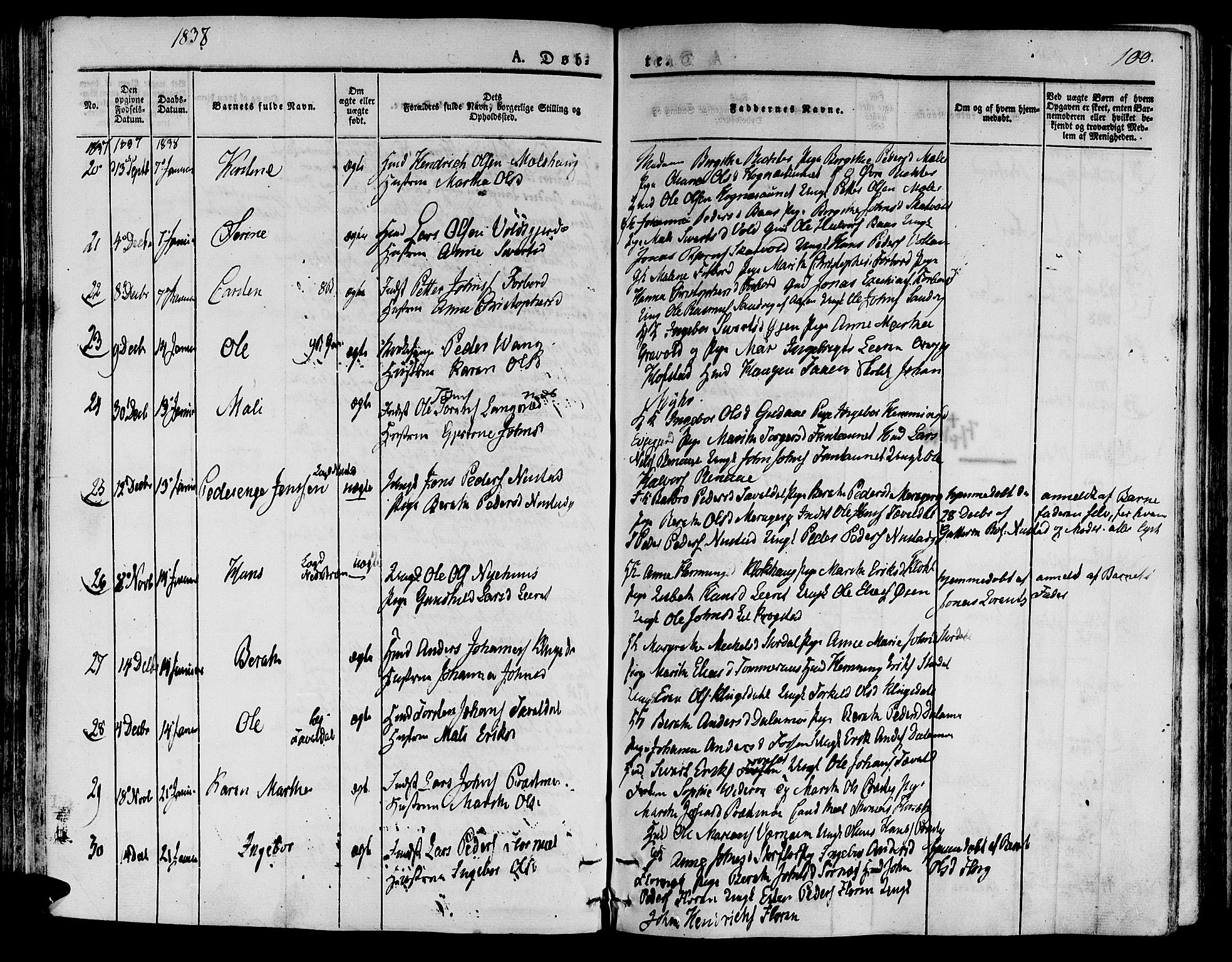 Ministerialprotokoller, klokkerbøker og fødselsregistre - Nord-Trøndelag, SAT/A-1458/709/L0071: Parish register (official) no. 709A11, 1833-1844, p. 100