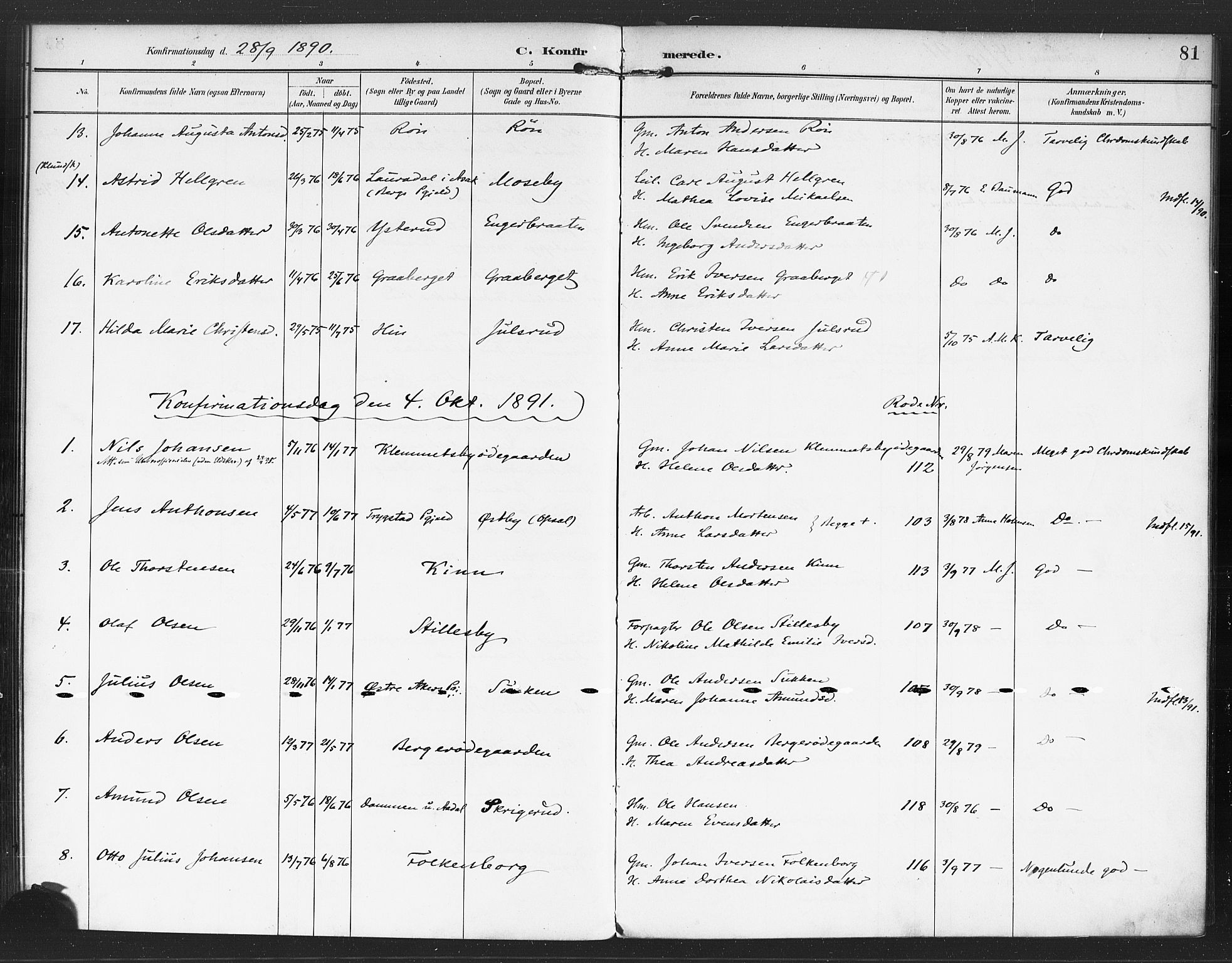 Rødenes prestekontor Kirkebøker, AV/SAO-A-2005/F/Fa/L0010: Parish register (official) no. I 10, 1890-1900, p. 81