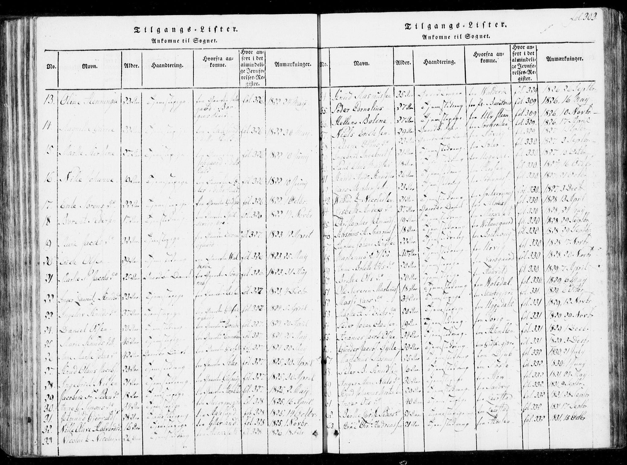 Ministerialprotokoller, klokkerbøker og fødselsregistre - Møre og Romsdal, SAT/A-1454/537/L0517: Parish register (official) no. 537A01, 1818-1862, p. 303
