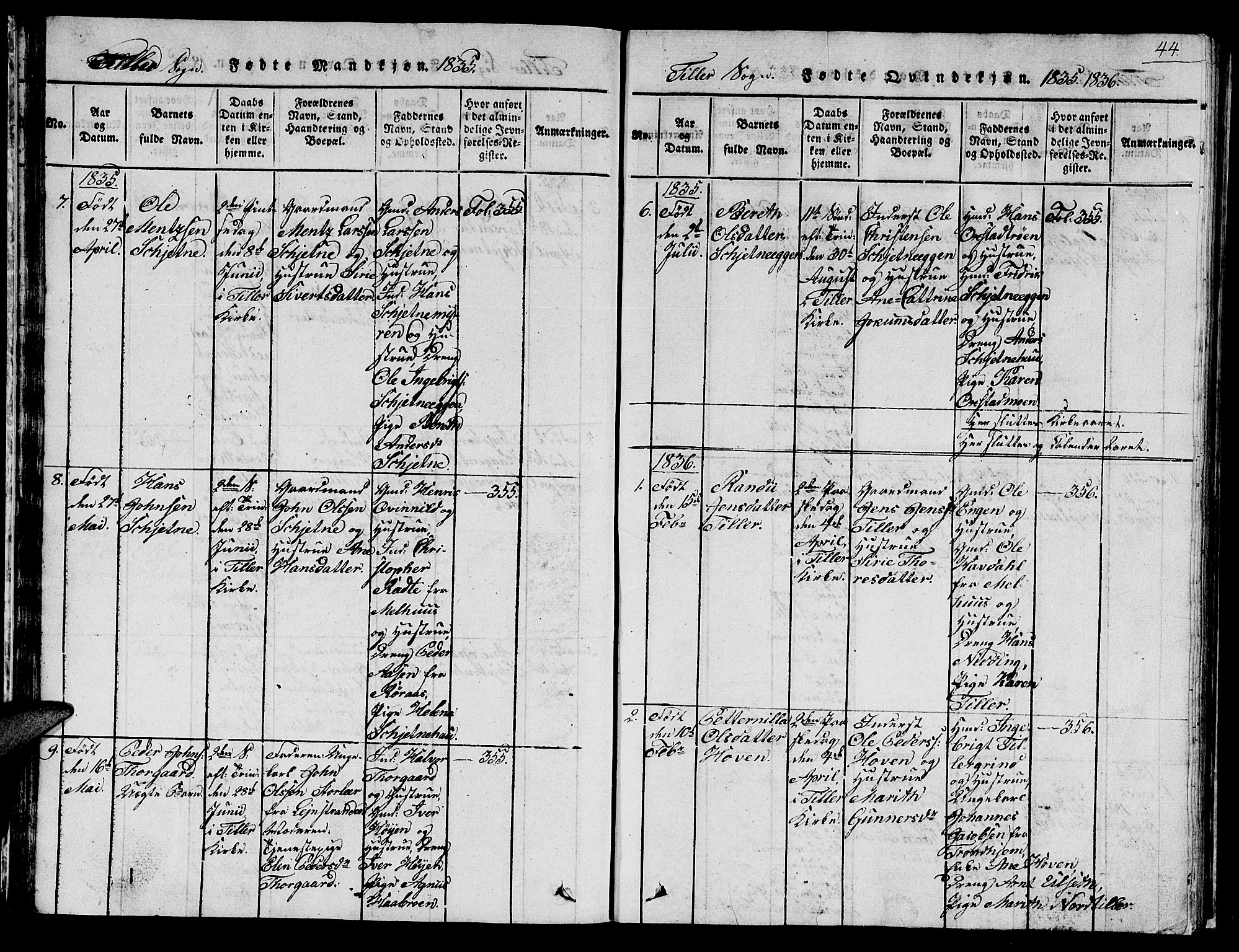 Ministerialprotokoller, klokkerbøker og fødselsregistre - Sør-Trøndelag, SAT/A-1456/621/L0458: Parish register (copy) no. 621C01, 1816-1865, p. 44