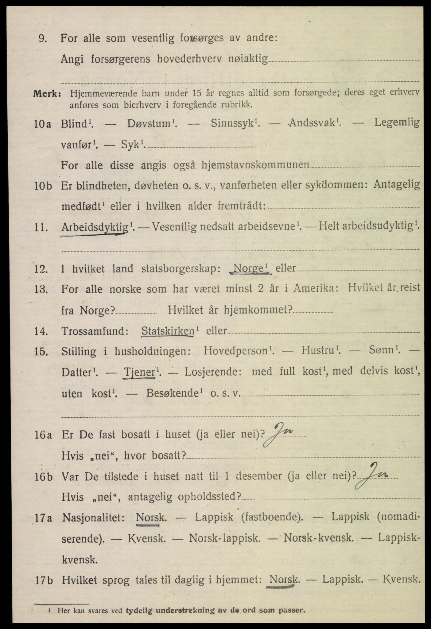 SAT, 1920 census for Ogndal, 1920, p. 2278