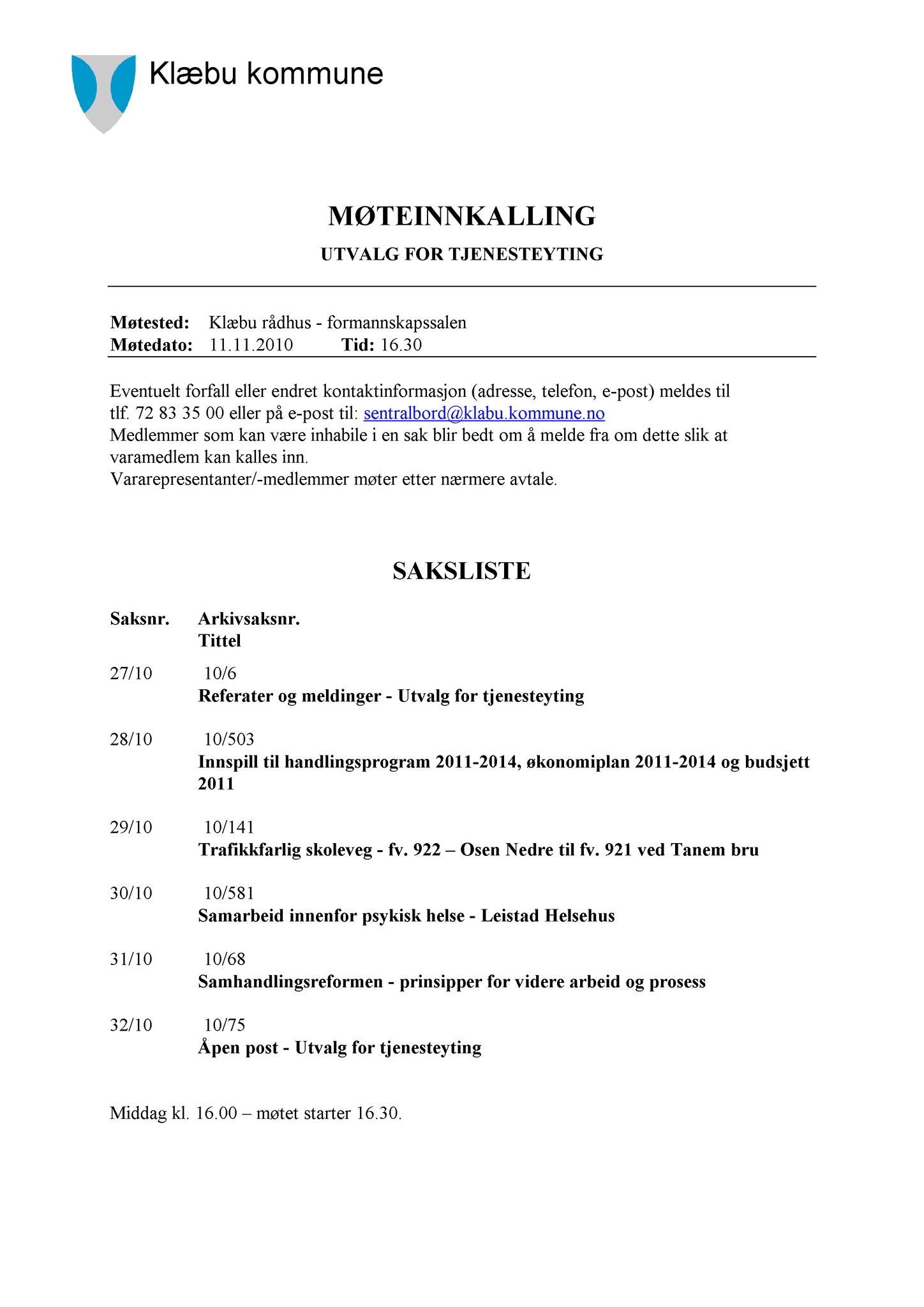 Klæbu Kommune, TRKO/KK/14-UTY/L003: Utvalg for tjenesteyting - Møtedokumenter, 2010, p. 80