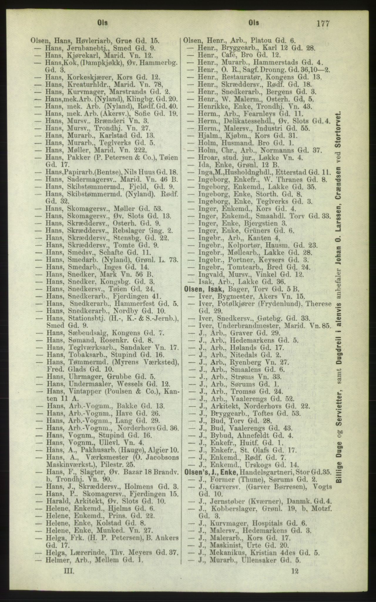 Kristiania/Oslo adressebok, PUBL/-, 1882, p. 177