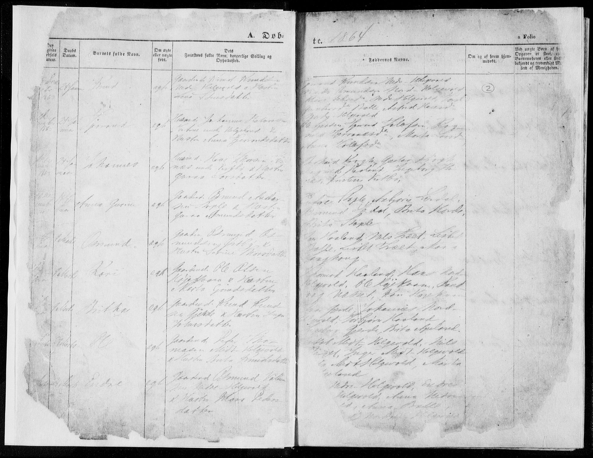 Vikedal sokneprestkontor, SAST/A-101840/01/V: Parish register (copy) no. B 10, 1864-1926, p. 2