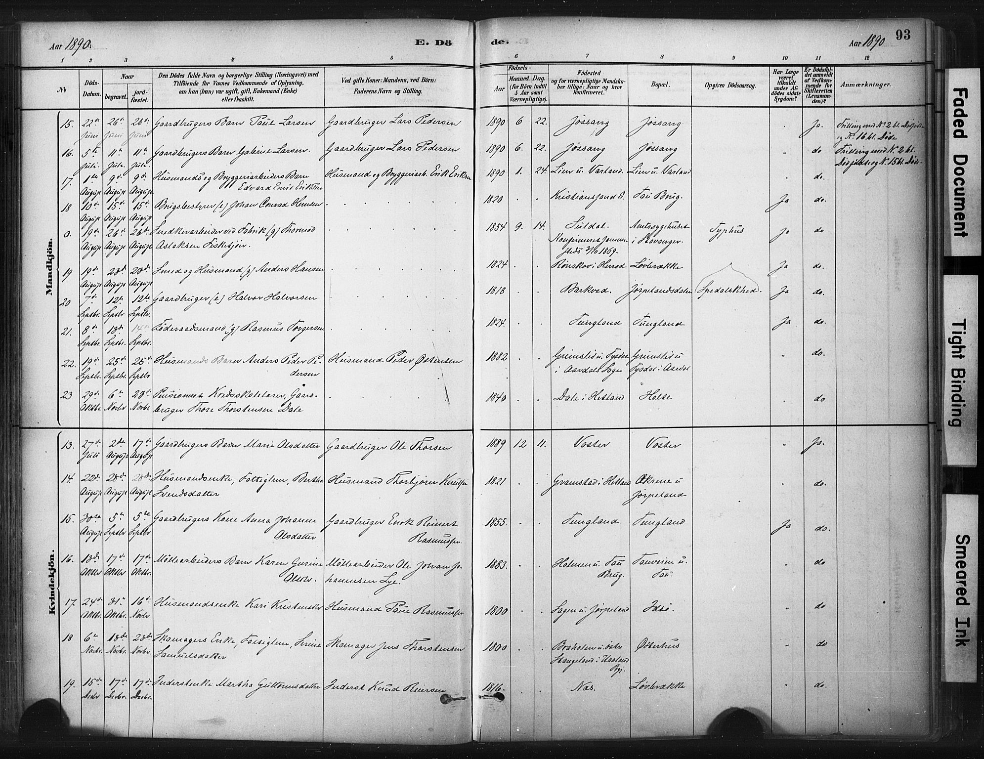 Strand sokneprestkontor, AV/SAST-A-101828/H/Ha/Haa/L0010: Parish register (official) no. A 10, 1882-1929, p. 93