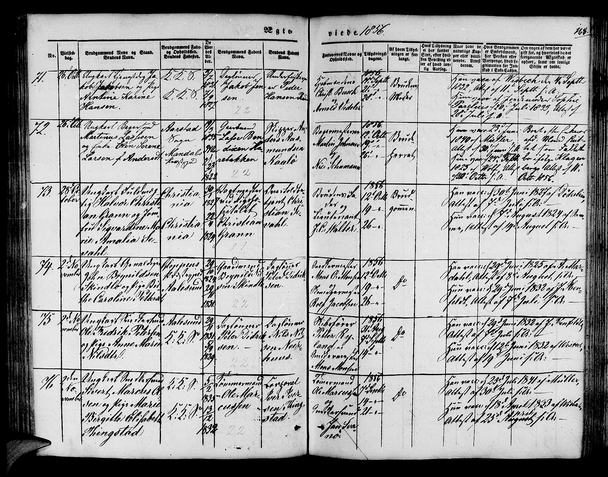 Korskirken sokneprestembete, SAB/A-76101/H/Hab: Parish register (copy) no. D 1, 1840-1867, p. 168