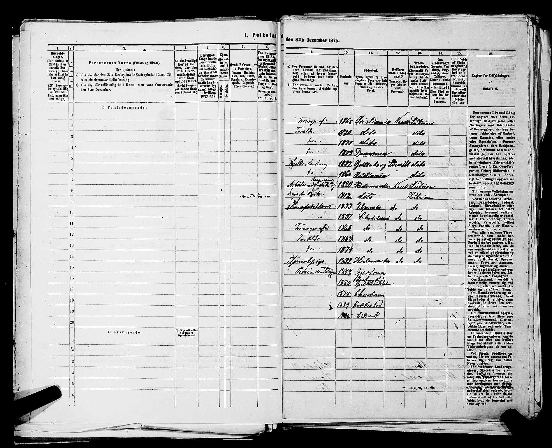 RA, 1875 census for 0301 Kristiania, 1875, p. 3093