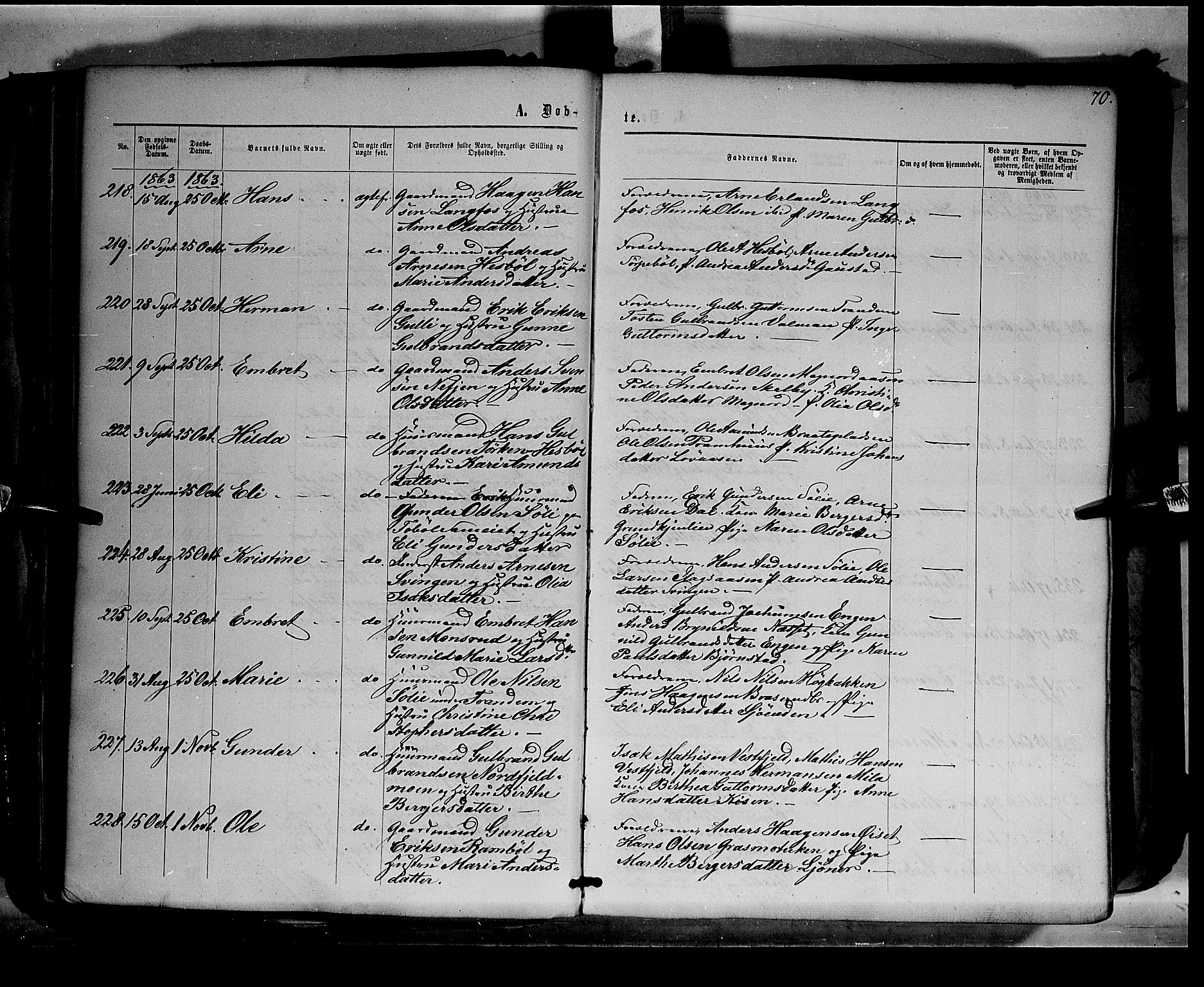 Eidskog prestekontor, AV/SAH-PREST-026/H/Ha/Haa/L0001: Parish register (official) no. 1, 1860-1867, p. 70