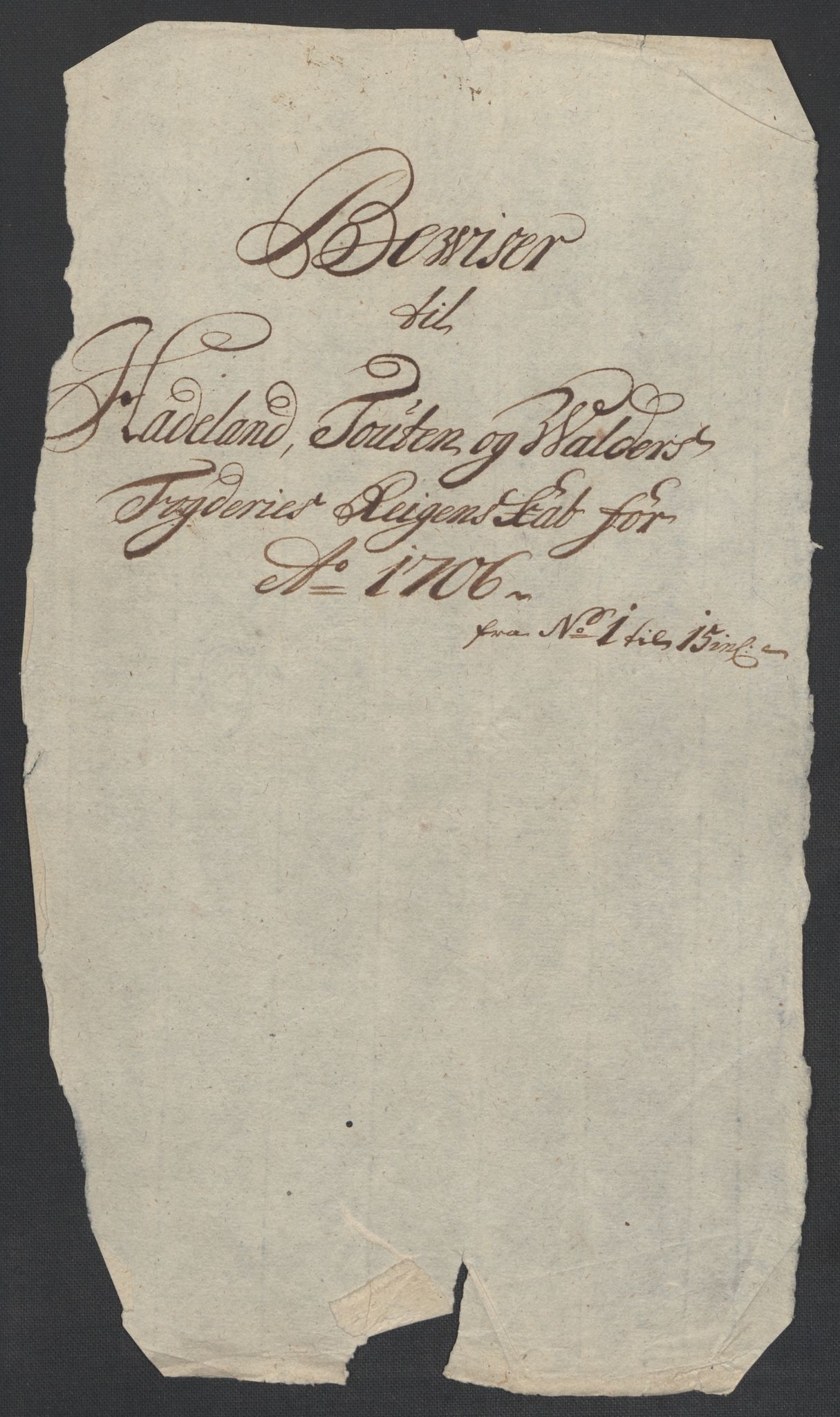 Rentekammeret inntil 1814, Reviderte regnskaper, Fogderegnskap, AV/RA-EA-4092/R18/L1304: Fogderegnskap Hadeland, Toten og Valdres, 1706, p. 14