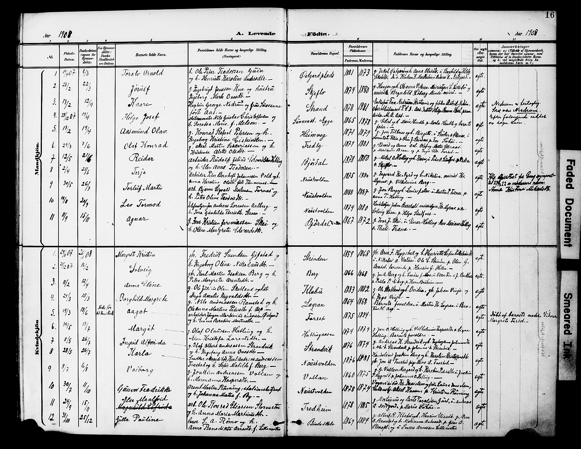 Ministerialprotokoller, klokkerbøker og fødselsregistre - Nord-Trøndelag, SAT/A-1458/746/L0452: Parish register (official) no. 746A09, 1900-1908, p. 16