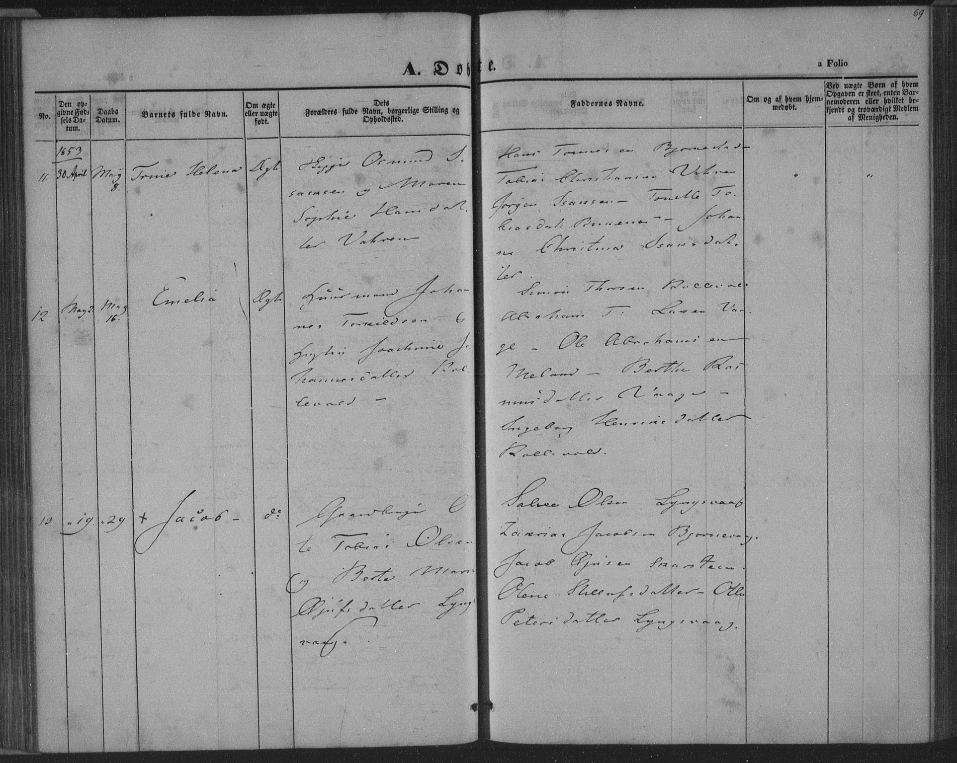 Herad sokneprestkontor, SAK/1111-0018/F/Fa/Fab/L0003: Parish register (official) no. A 3, 1844-1853, p. 69