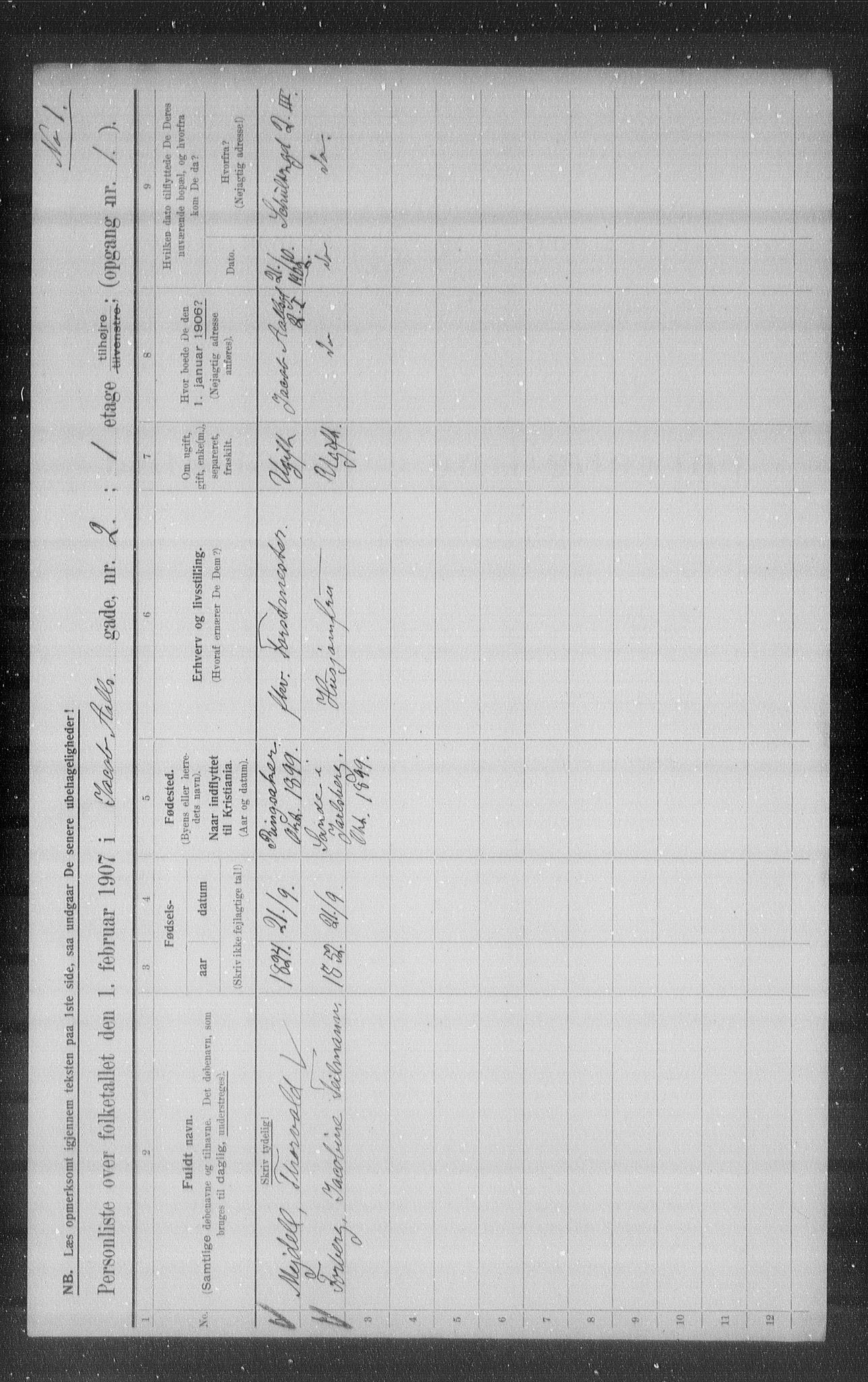 OBA, Municipal Census 1907 for Kristiania, 1907, p. 22953