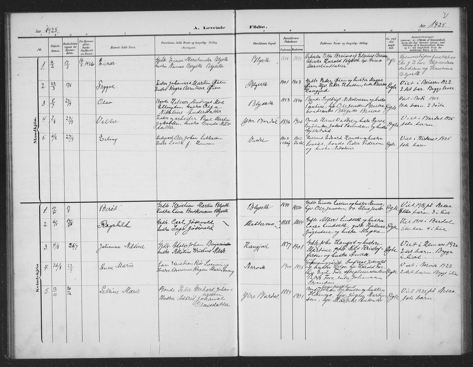 Ministerialprotokoller, klokkerbøker og fødselsregistre - Nordland, AV/SAT-A-1459/833/L0502: Parish register (copy) no. 833C01, 1906-1934, p. 31