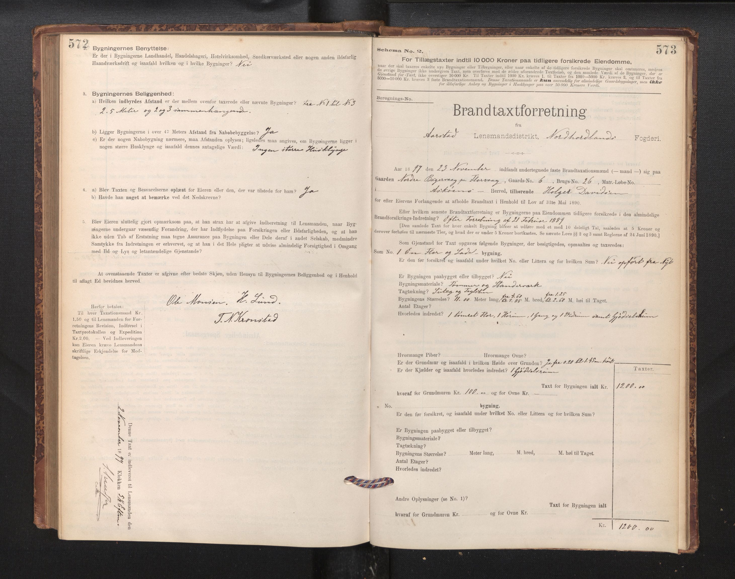 Lensmannen i Årstad, AV/SAB-A-36201/0012/L0011: Branntakstprotokoll,skjematakst, 1895-1901, p. 572-573