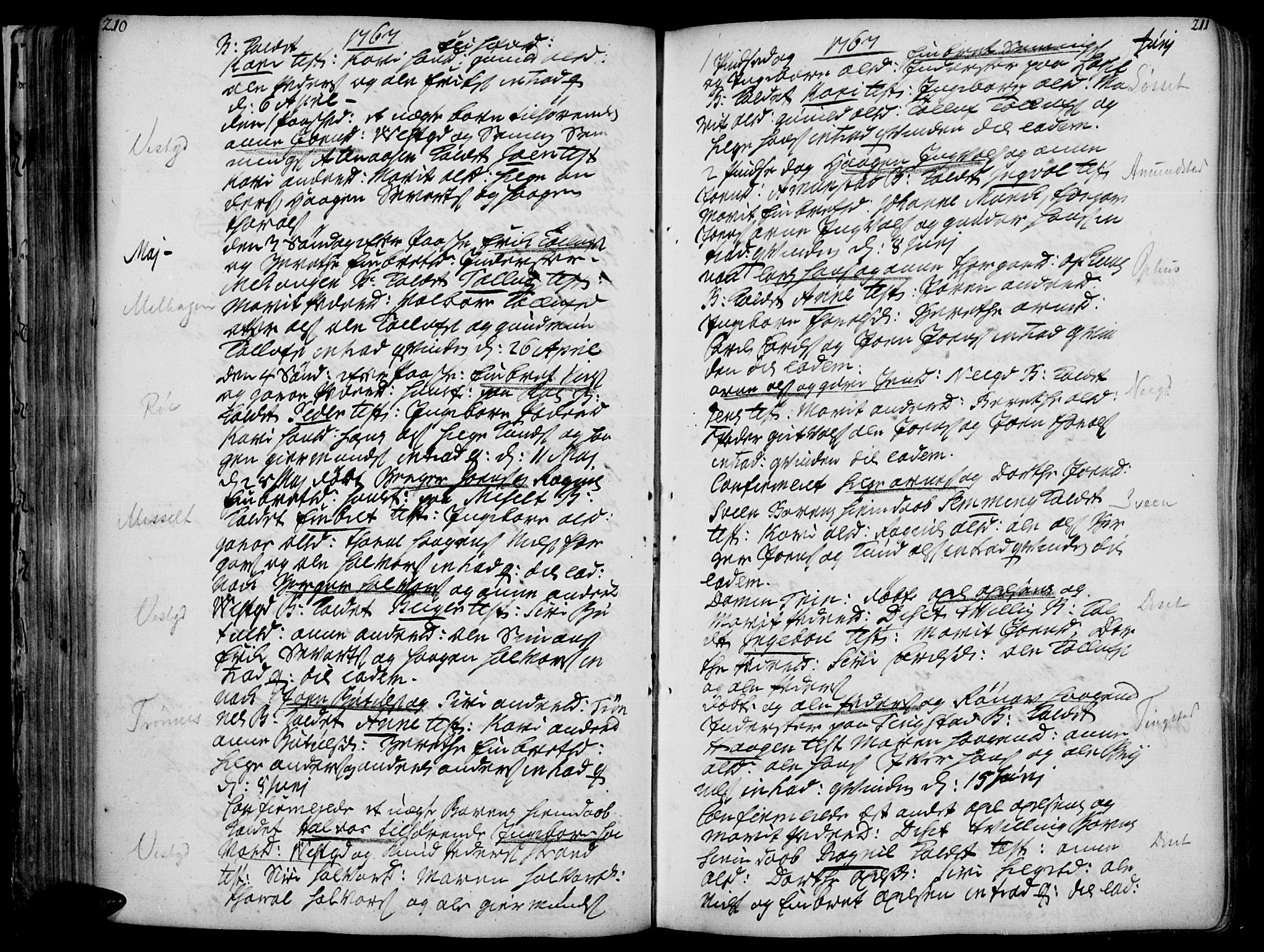 Åmot prestekontor, Hedmark, AV/SAH-PREST-056/H/Ha/Haa/L0002: Parish register (official) no. 2, 1734-1779, p. 210-211