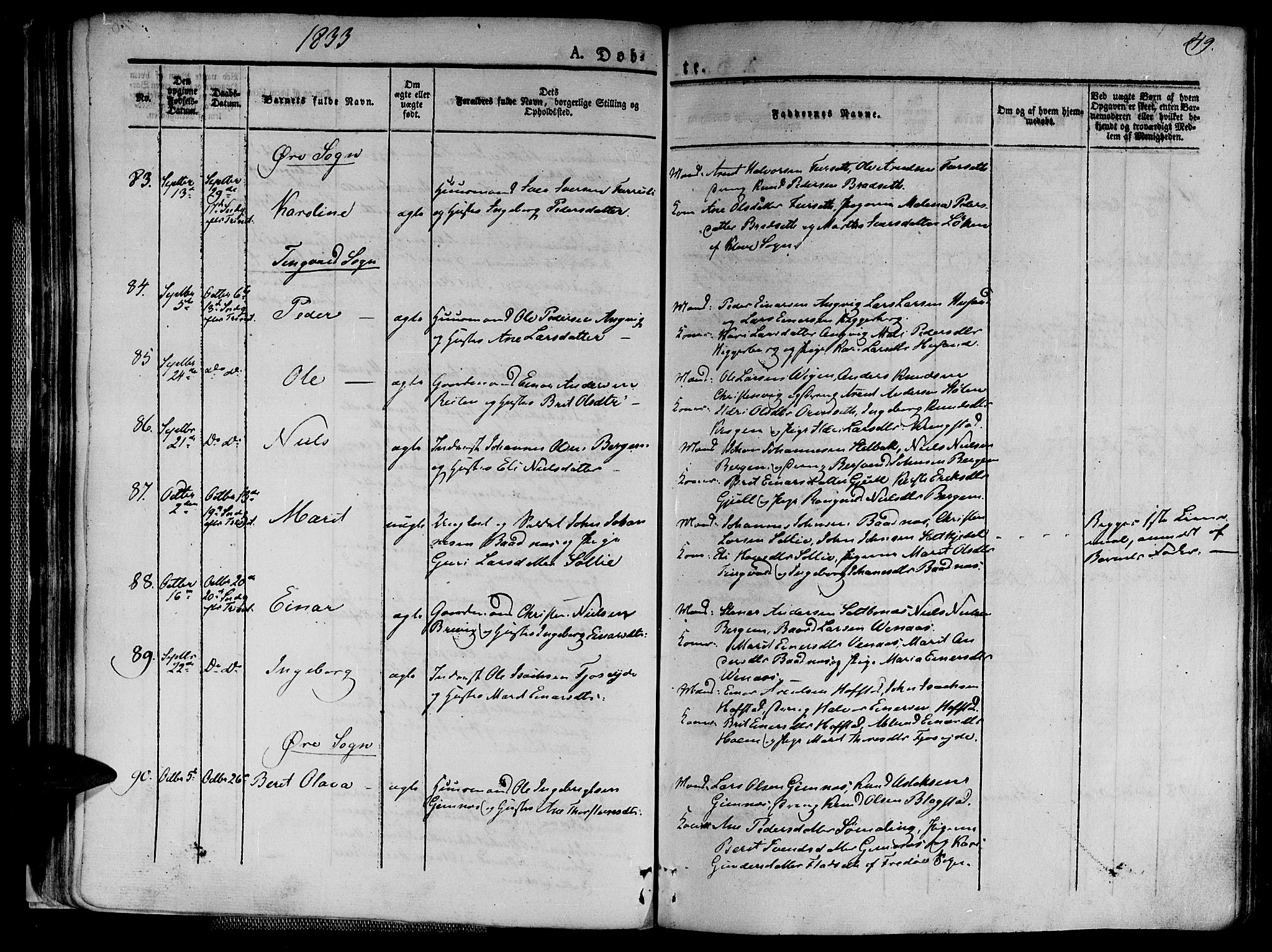 Ministerialprotokoller, klokkerbøker og fødselsregistre - Møre og Romsdal, AV/SAT-A-1454/586/L0983: Parish register (official) no. 586A09, 1829-1843, p. 49