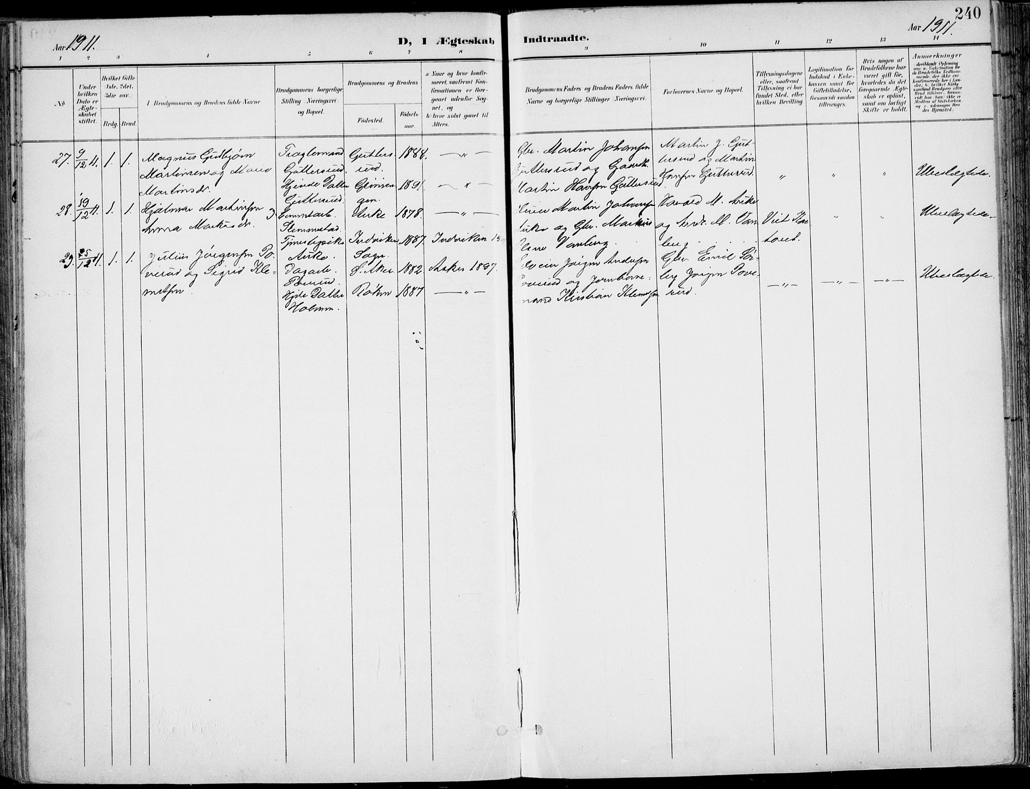 Røyken kirkebøker, AV/SAKO-A-241/F/Fa/L0009: Parish register (official) no. 9, 1898-1911, p. 240