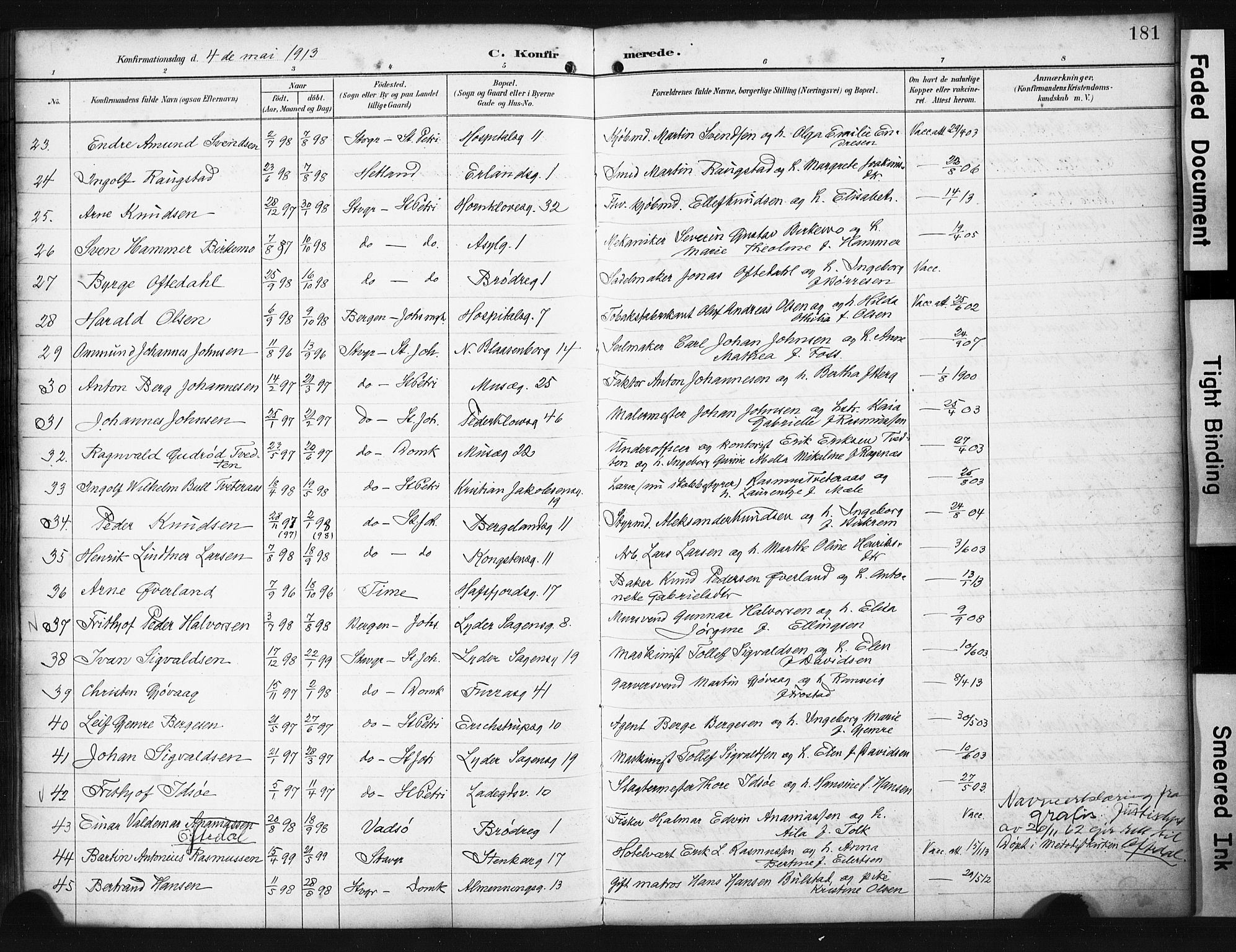 St. Petri sokneprestkontor, SAST/A-101813/001/30/30BA/L0021: Parish register (official) no. A 21, 1894-1917, p. 181