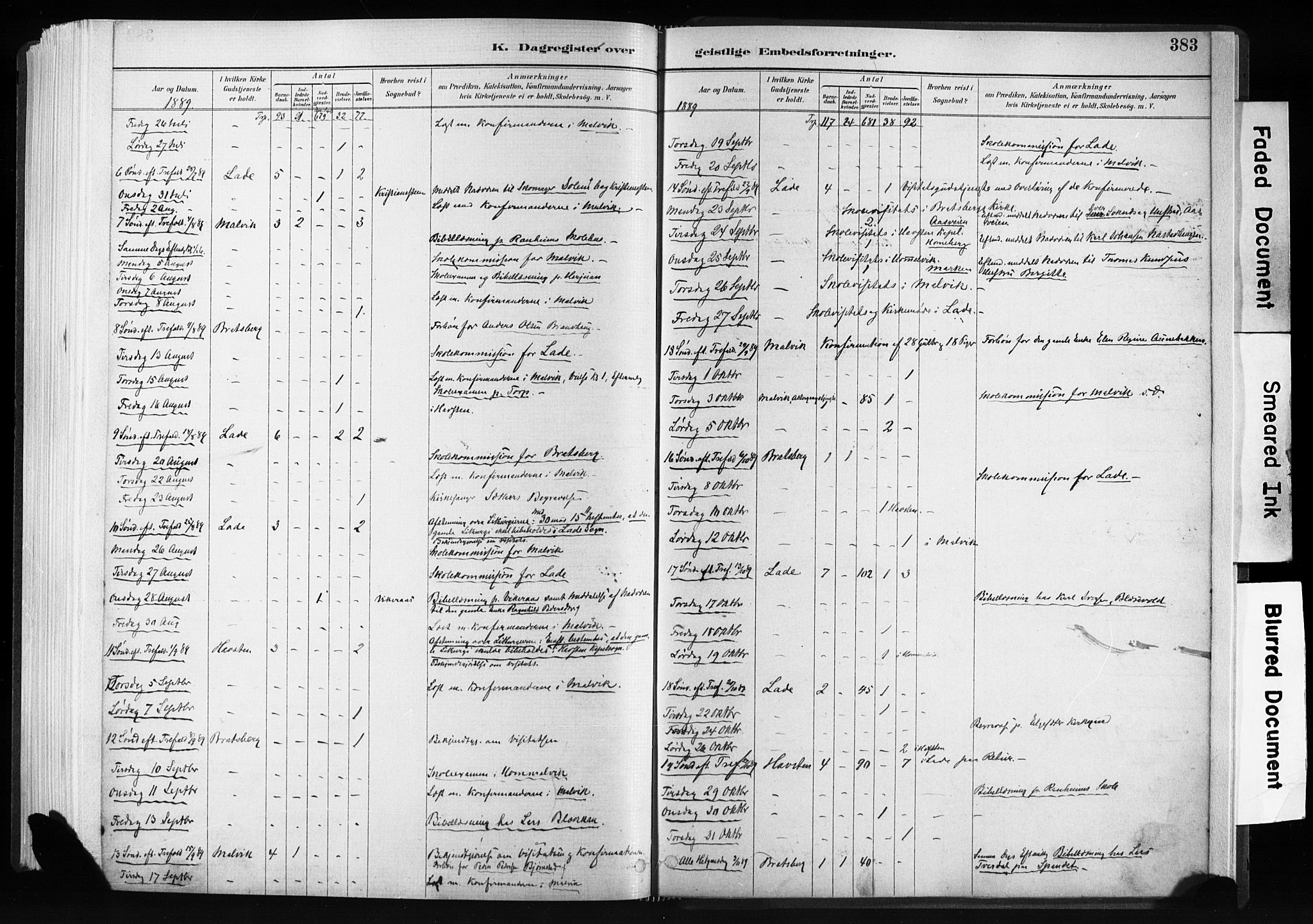 Ministerialprotokoller, klokkerbøker og fødselsregistre - Sør-Trøndelag, AV/SAT-A-1456/606/L0300: Parish register (official) no. 606A15, 1886-1893, p. 383