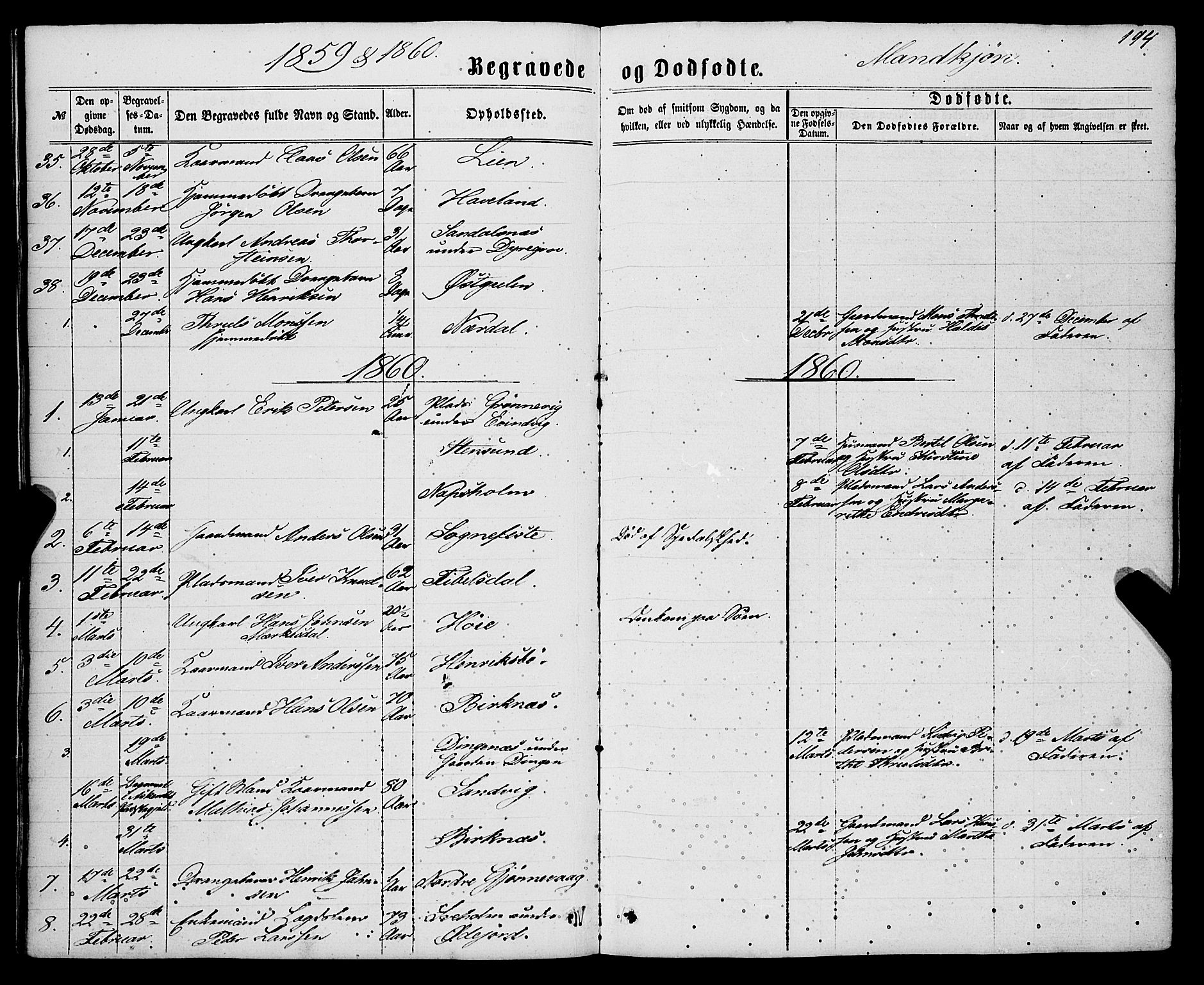 Gulen sokneprestembete, AV/SAB-A-80201/H/Haa/Haaa/L0022: Parish register (official) no. A 22, 1859-1869, p. 194