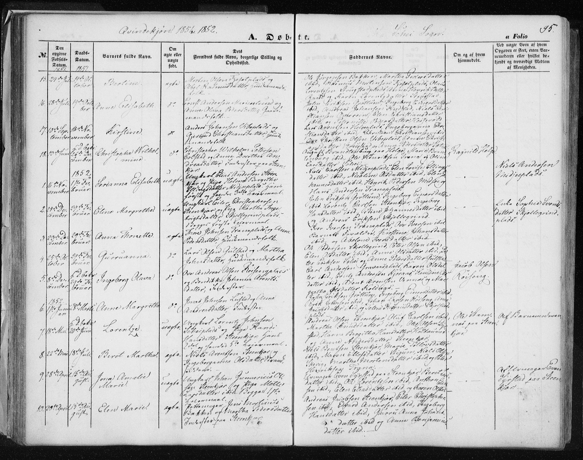 Ministerialprotokoller, klokkerbøker og fødselsregistre - Nord-Trøndelag, SAT/A-1458/735/L0342: Parish register (official) no. 735A07 /2, 1849-1862, p. 95