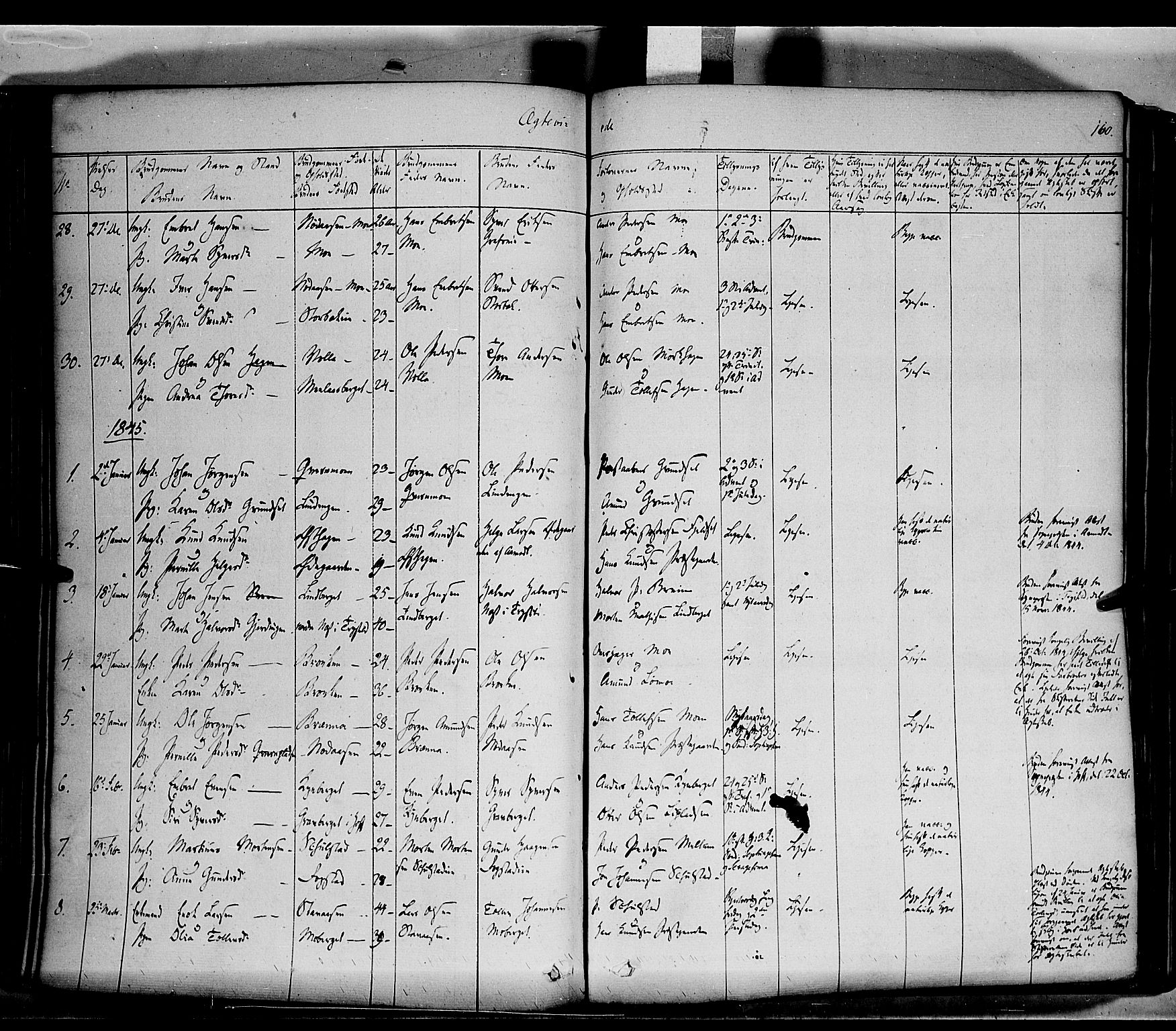 Elverum prestekontor, AV/SAH-PREST-044/H/Ha/Haa/L0009: Parish register (official) no. 9, 1843-1856, p. 160