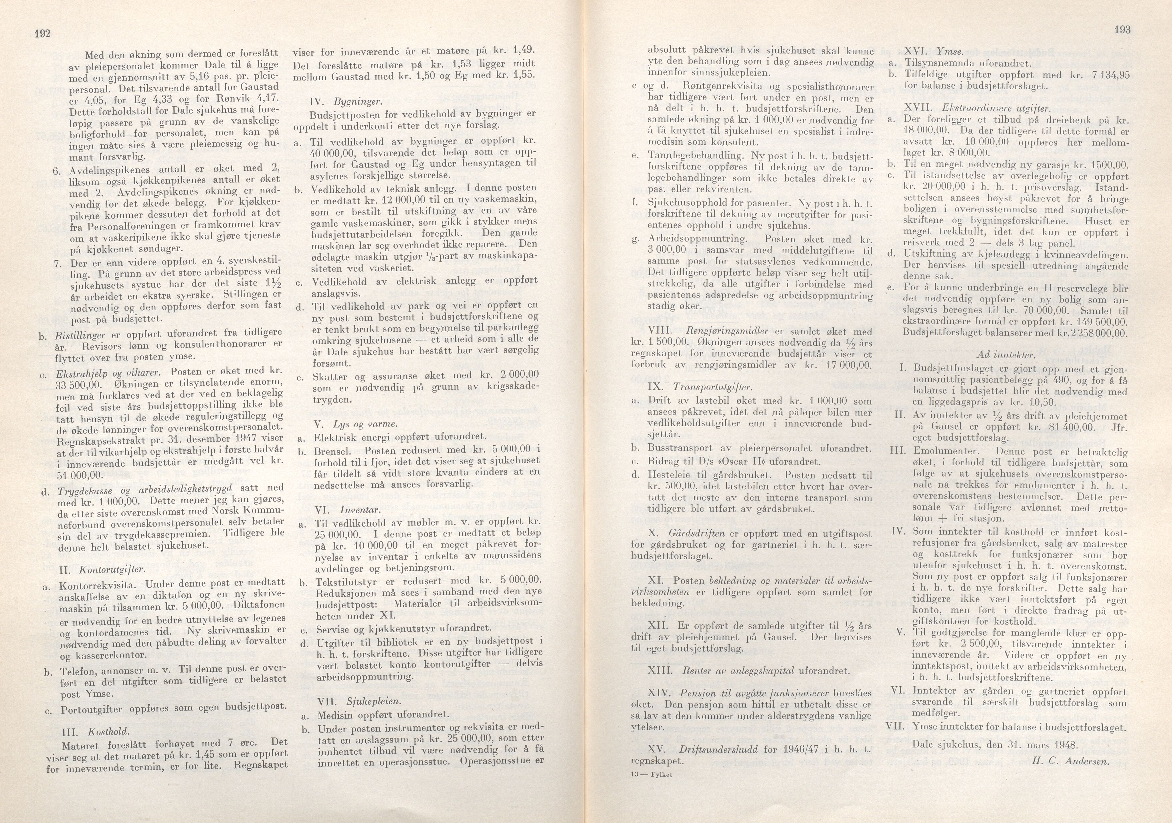 Rogaland fylkeskommune - Fylkesrådmannen , IKAR/A-900/A/Aa/Aaa/L0067: Møtebok , 1948, p. 192-193