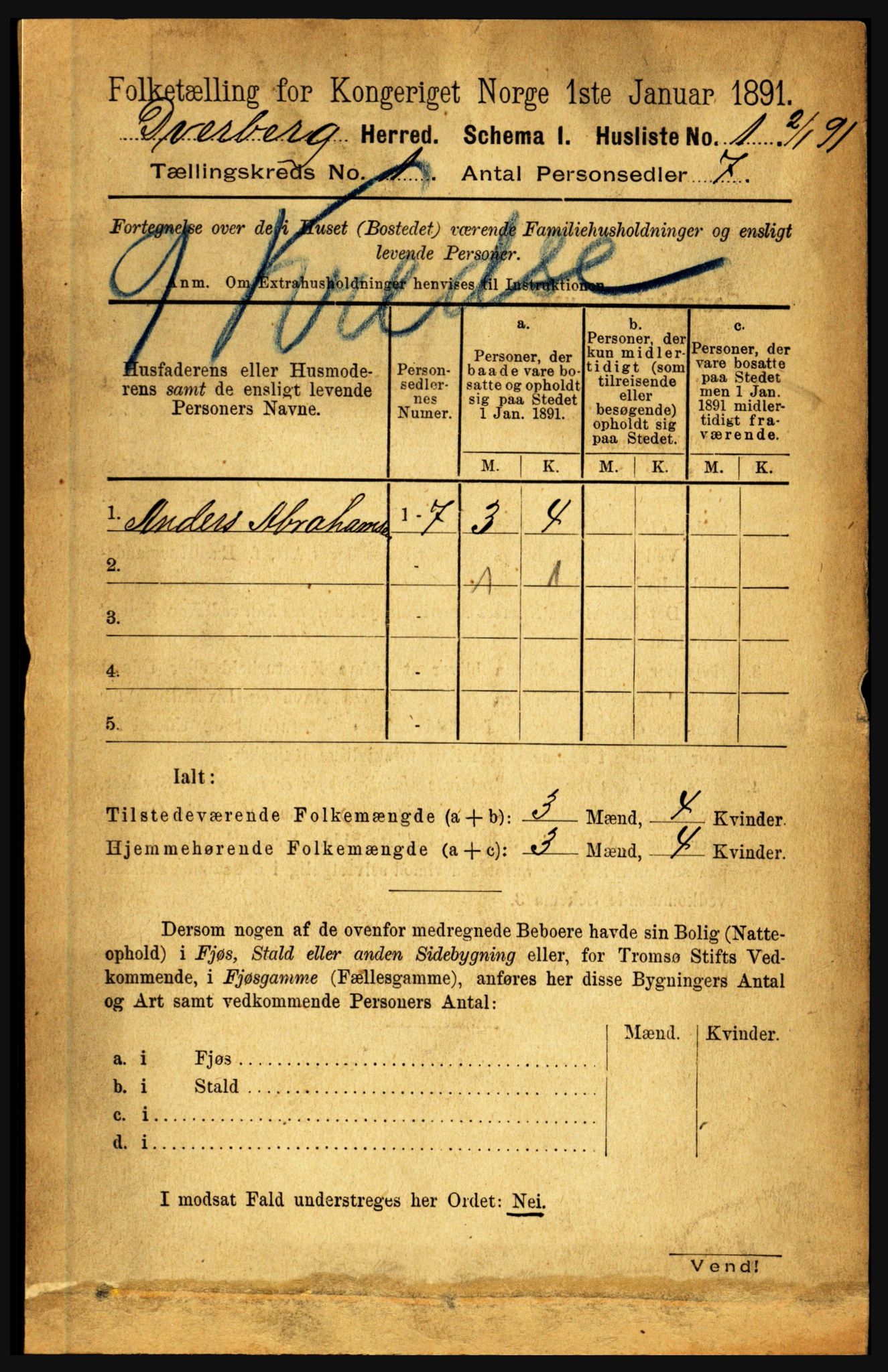 RA, 1891 census for 1872 Dverberg, 1891, p. 24