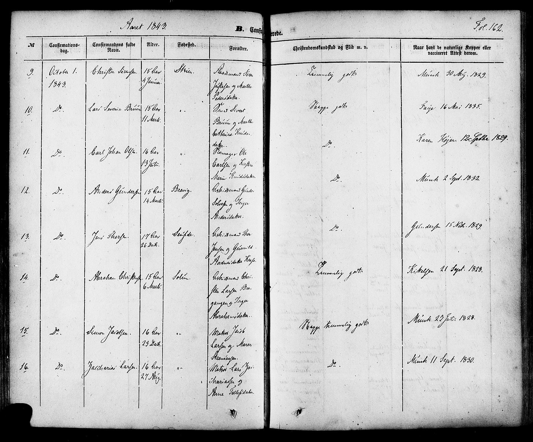 Skien kirkebøker, AV/SAKO-A-302/F/Fa/L0006a: Parish register (official) no. 6A, 1843-1856, p. 162