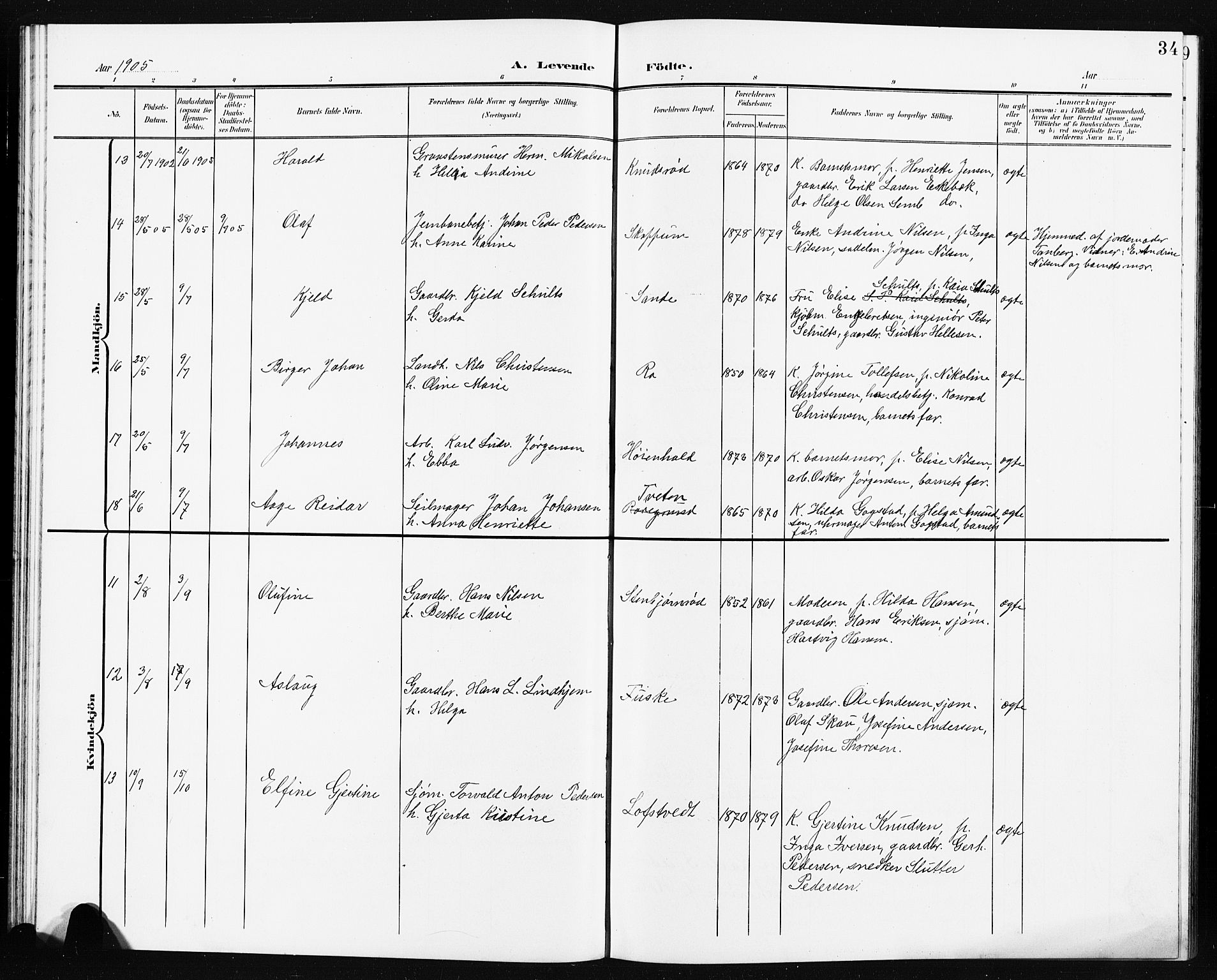 Borre kirkebøker, AV/SAKO-A-338/G/Ga/L0005: Parish register (copy) no. I 5, 1898-1910, p. 34