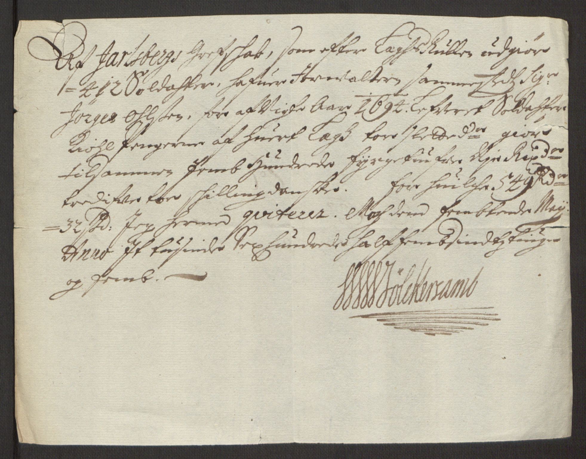 Rentekammeret inntil 1814, Reviderte regnskaper, Fogderegnskap, AV/RA-EA-4092/R32/L1867: Fogderegnskap Jarlsberg grevskap, 1694-1696, p. 78