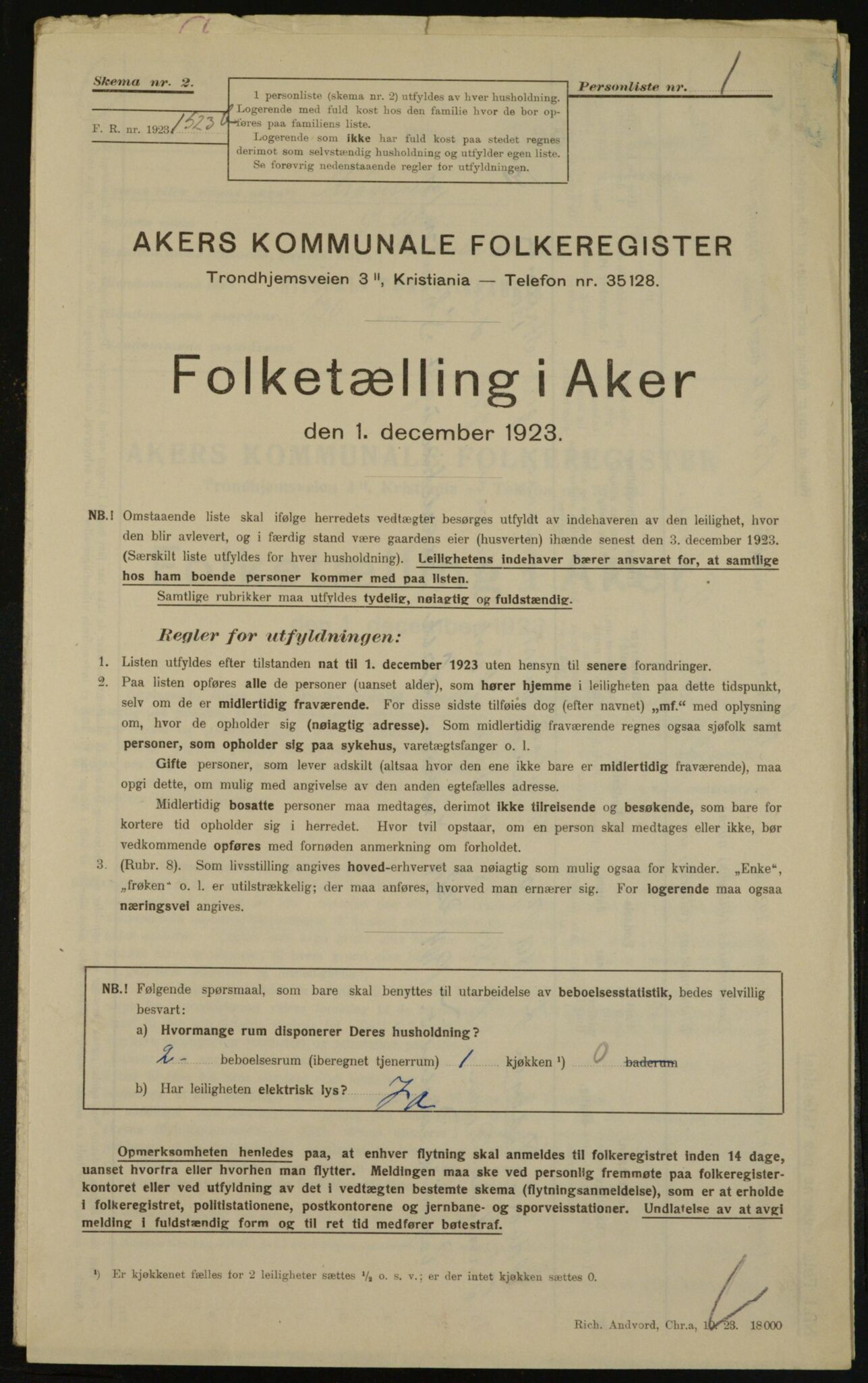 , Municipal Census 1923 for Aker, 1923, p. 31961