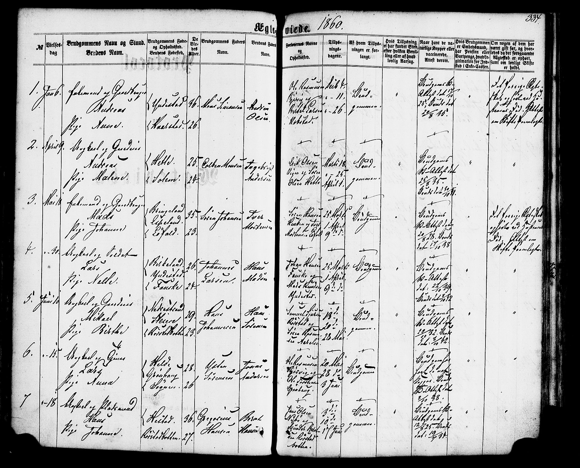 Gaular sokneprestembete, SAB/A-80001/H/Haa: Parish register (official) no. A 5, 1860-1881, p. 334