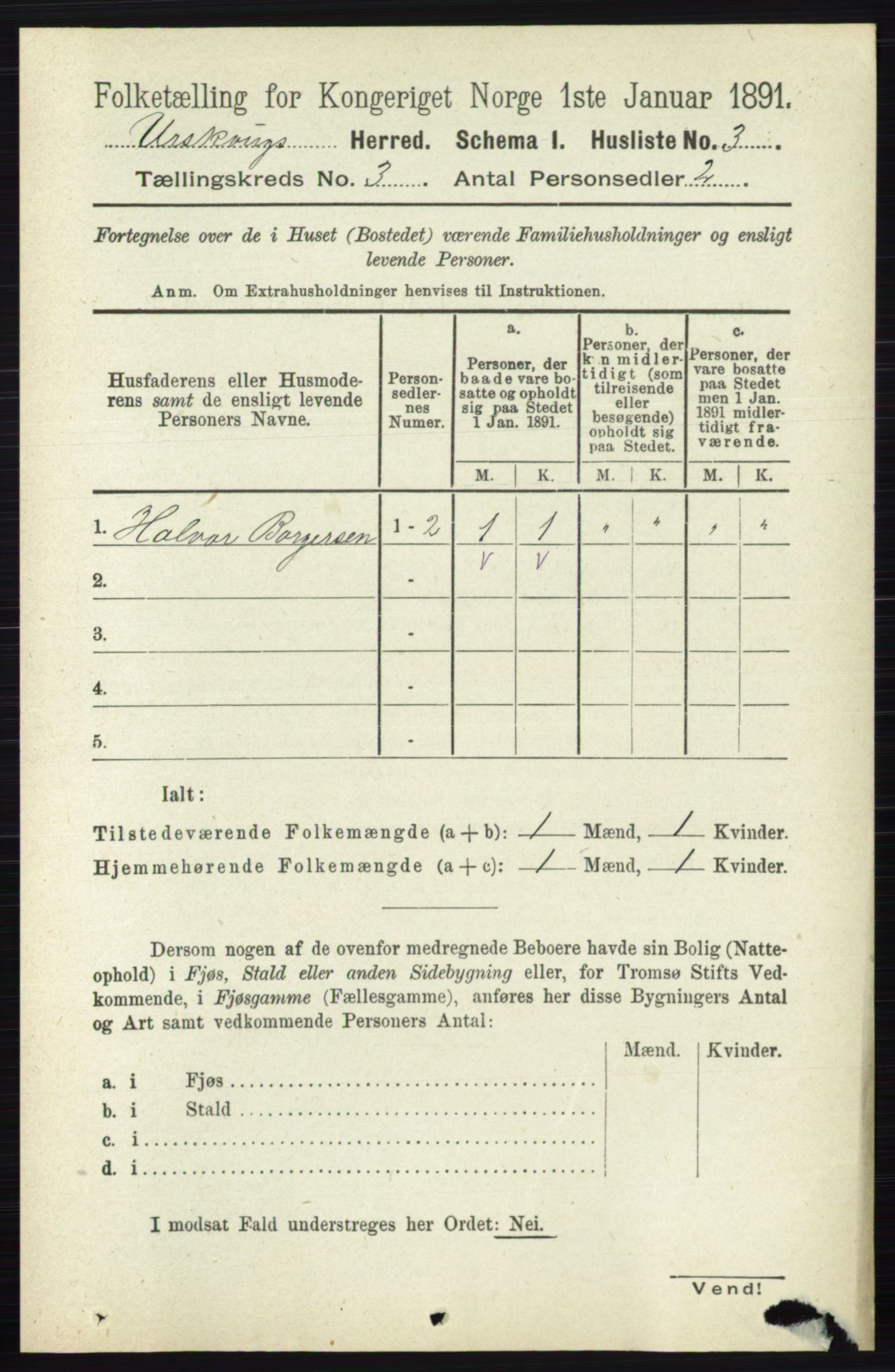 RA, 1891 census for 0224 Aurskog, 1891, p. 360