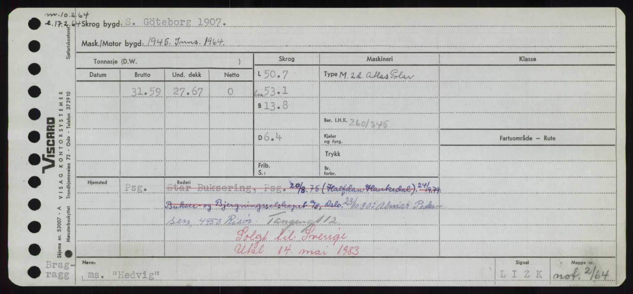 Sjøfartsdirektoratet med forløpere, Skipsmålingen, RA/S-1627/H/Hd/L0015: Fartøy, Havm-Hey, p. 143