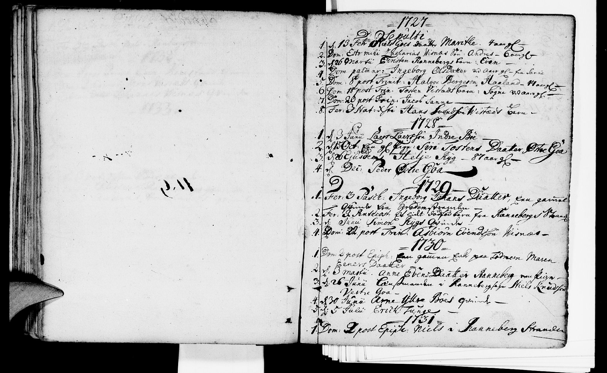 Domkirken sokneprestkontor, SAST/A-101812/001/30/30BA/L0002: Parish register (official) no. A 2 /2, 1727-1737