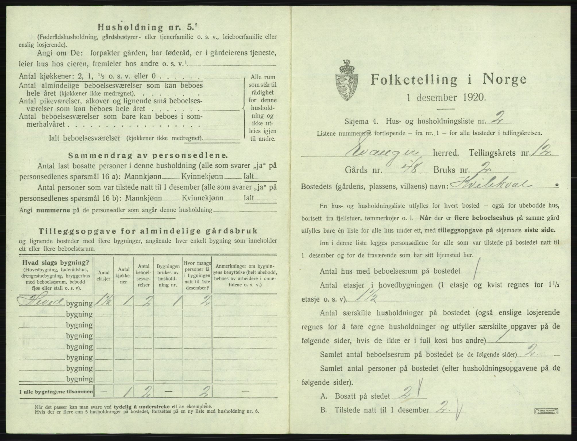 SAB, 1920 census for Evanger, 1920, p. 569