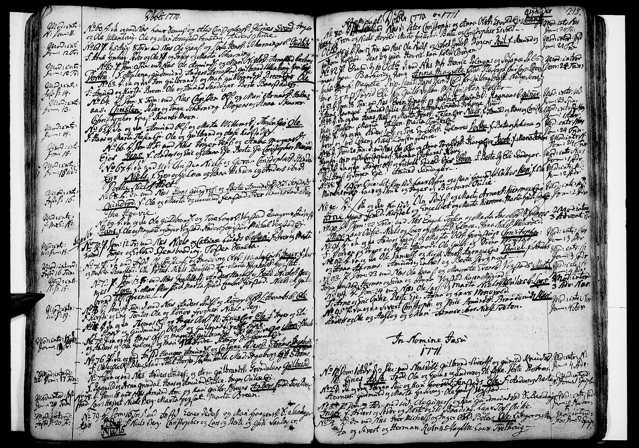 Nes prestekontor Kirkebøker, SAO/A-10410/F/Fa/L0003: Parish register (official) no. I 3, 1734-1781, p. 215