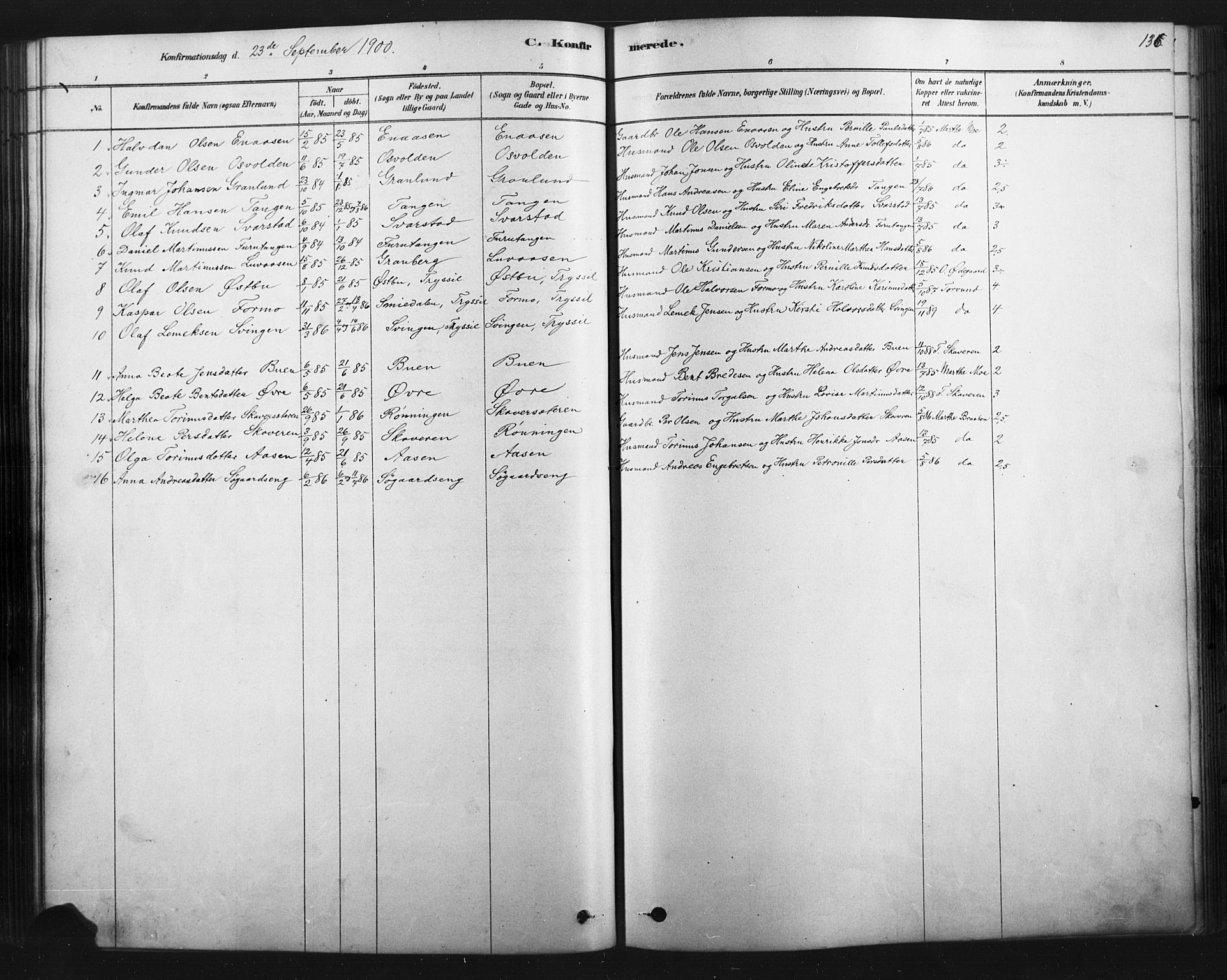 Åmot prestekontor, Hedmark, SAH/PREST-056/H/Ha/Haa/L0012: Parish register (official) no. 12, 1878-1901, p. 136